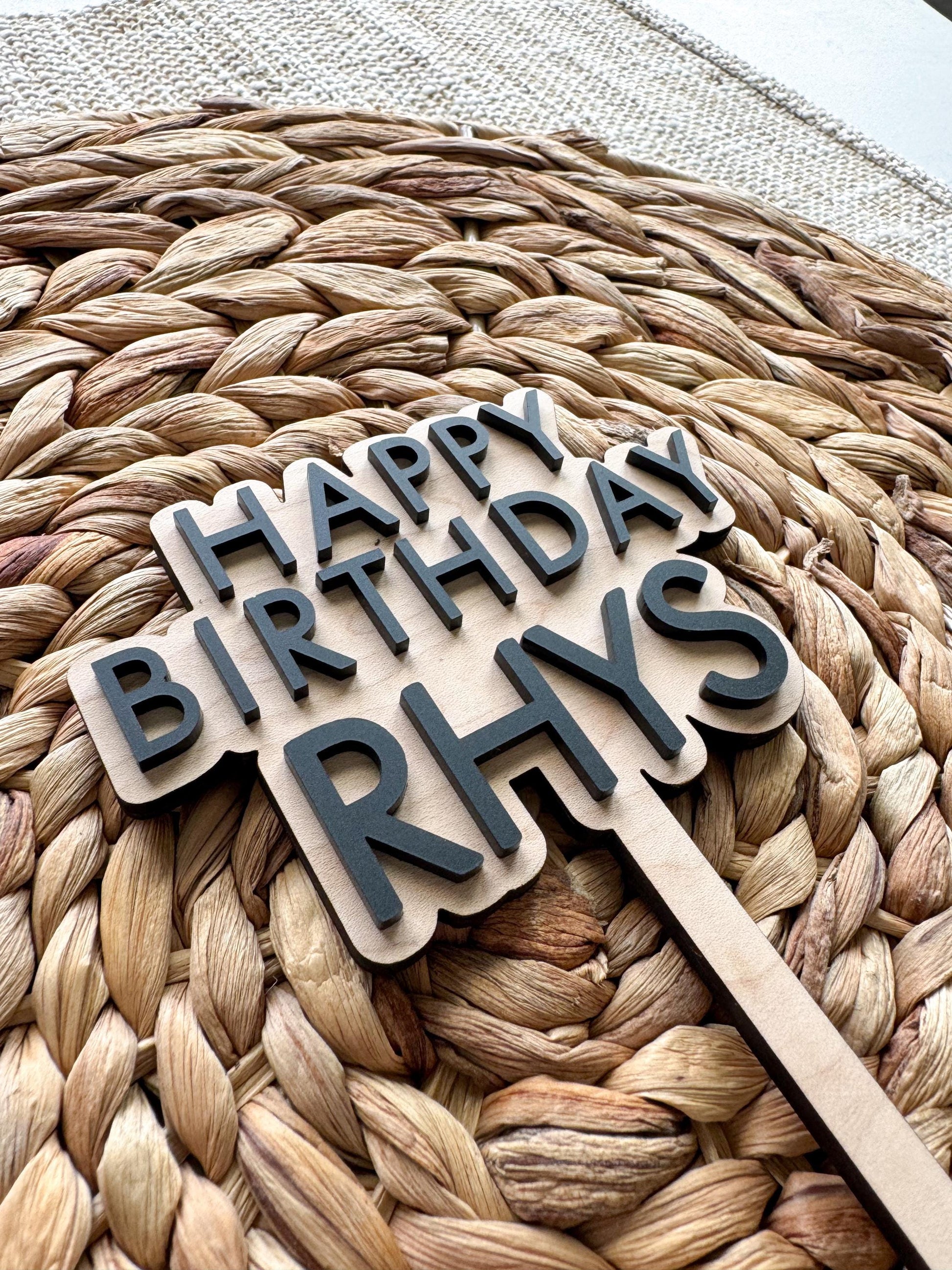 Happy Birthday Cake Topper | Custom Party Decor | girls birthday Party | boys birthday theme | Layered Keepsake | Simple Adult Party Decor