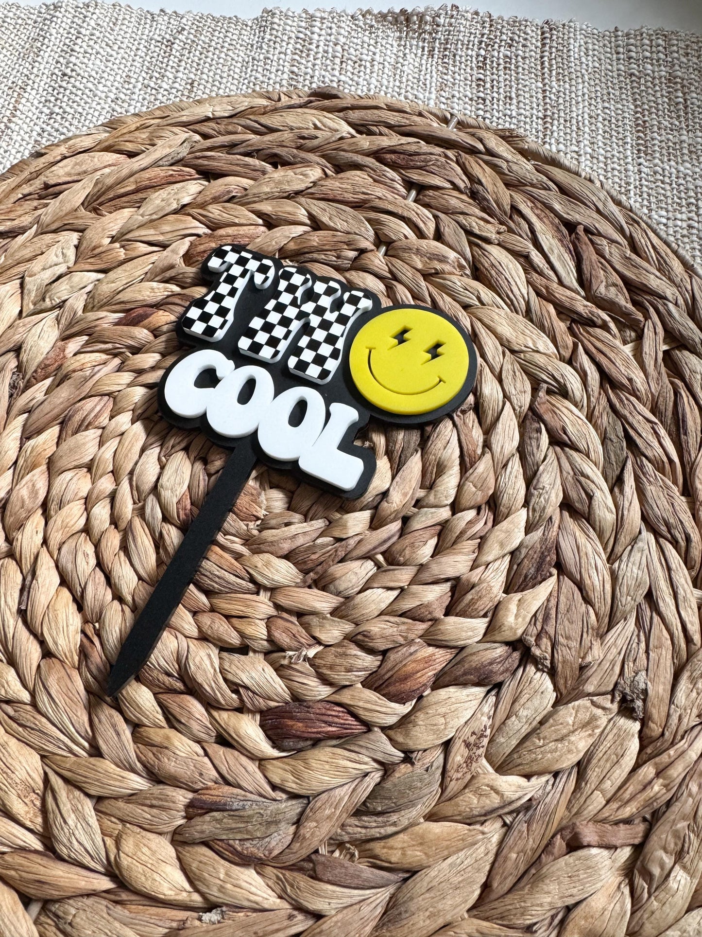 Too Cool Cake Topper | Retro Checkered Birthday Decor