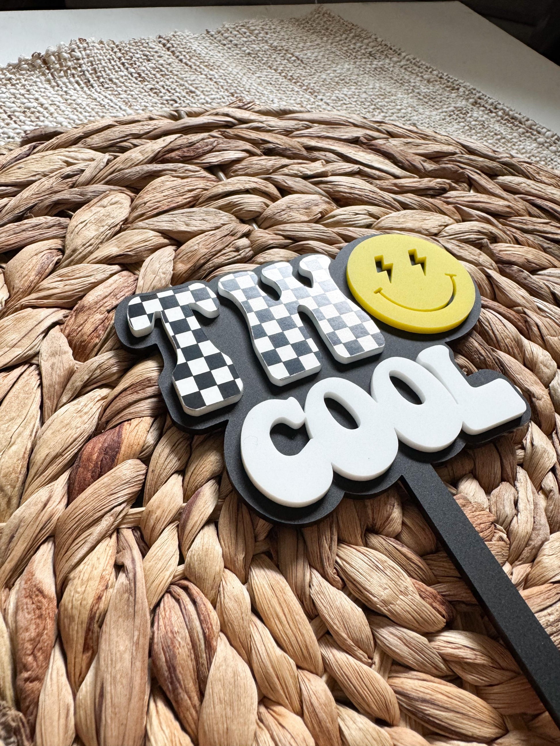 Too Cool Cake Topper | Retro Checkered Birthday Decor