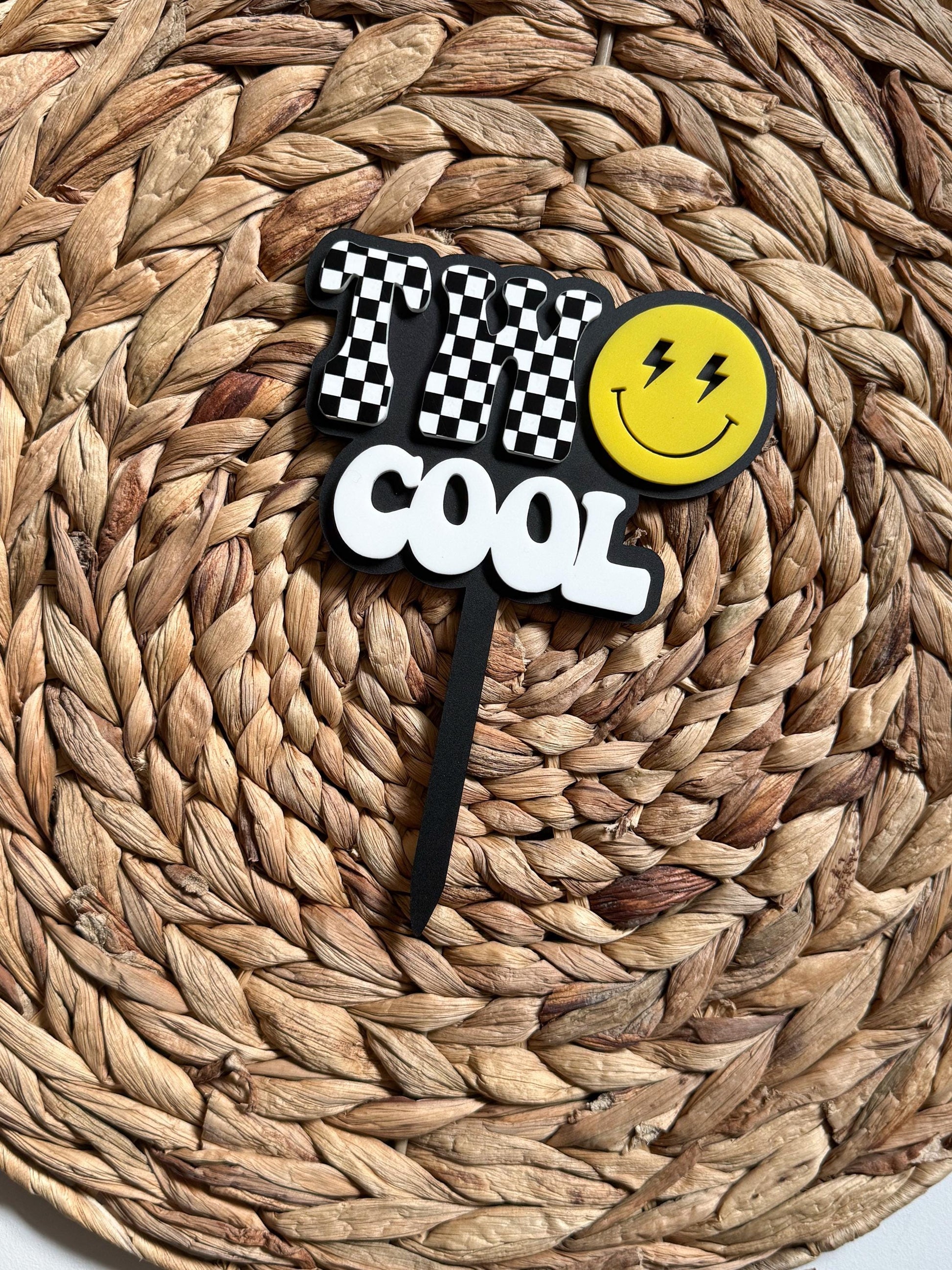 Too Cool Cake Topper | Retro Checkered Birthday Decor