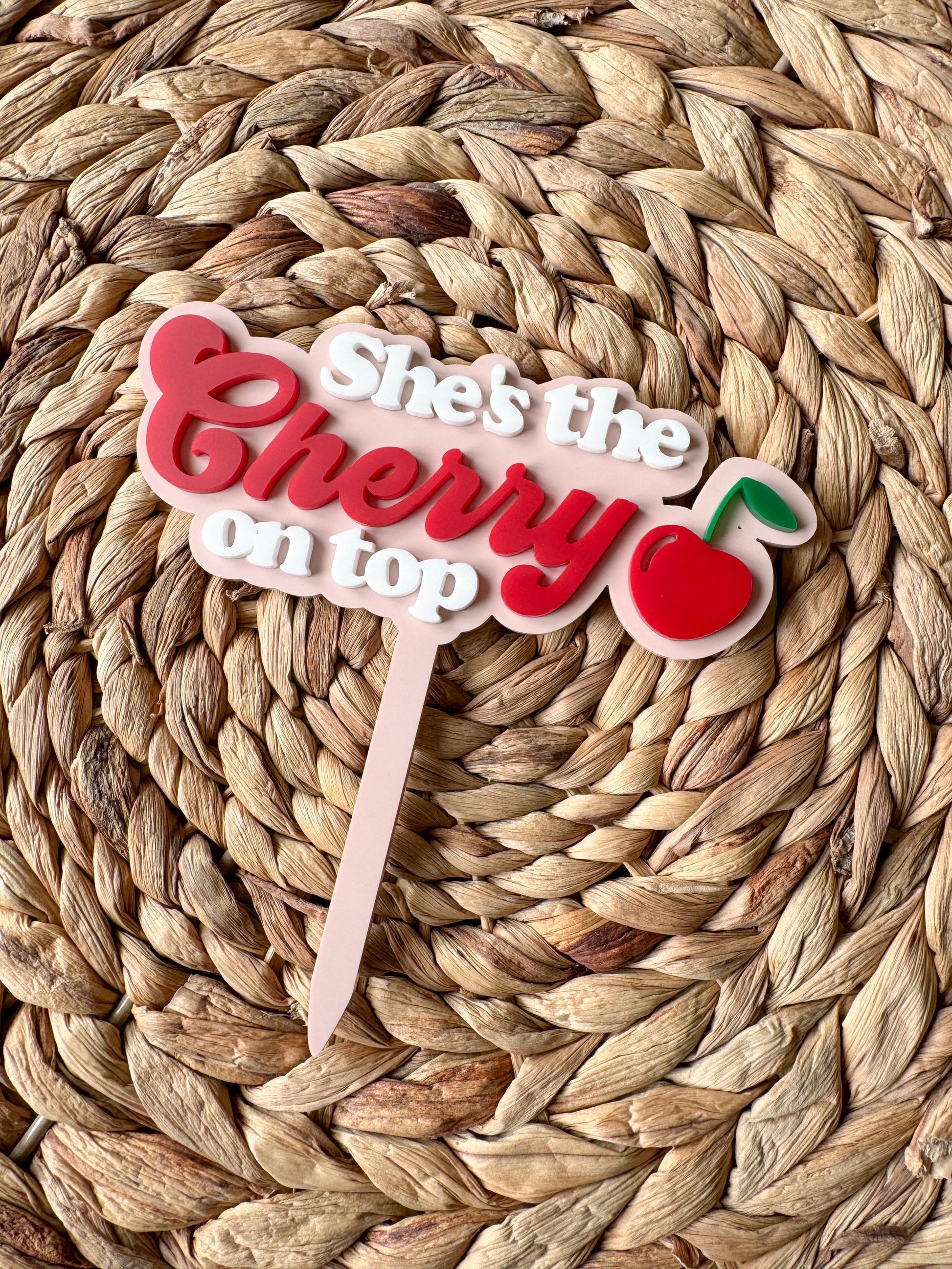 Cherry on Top Cake Topper | Custom Acrylic Baby Shower First Birthday