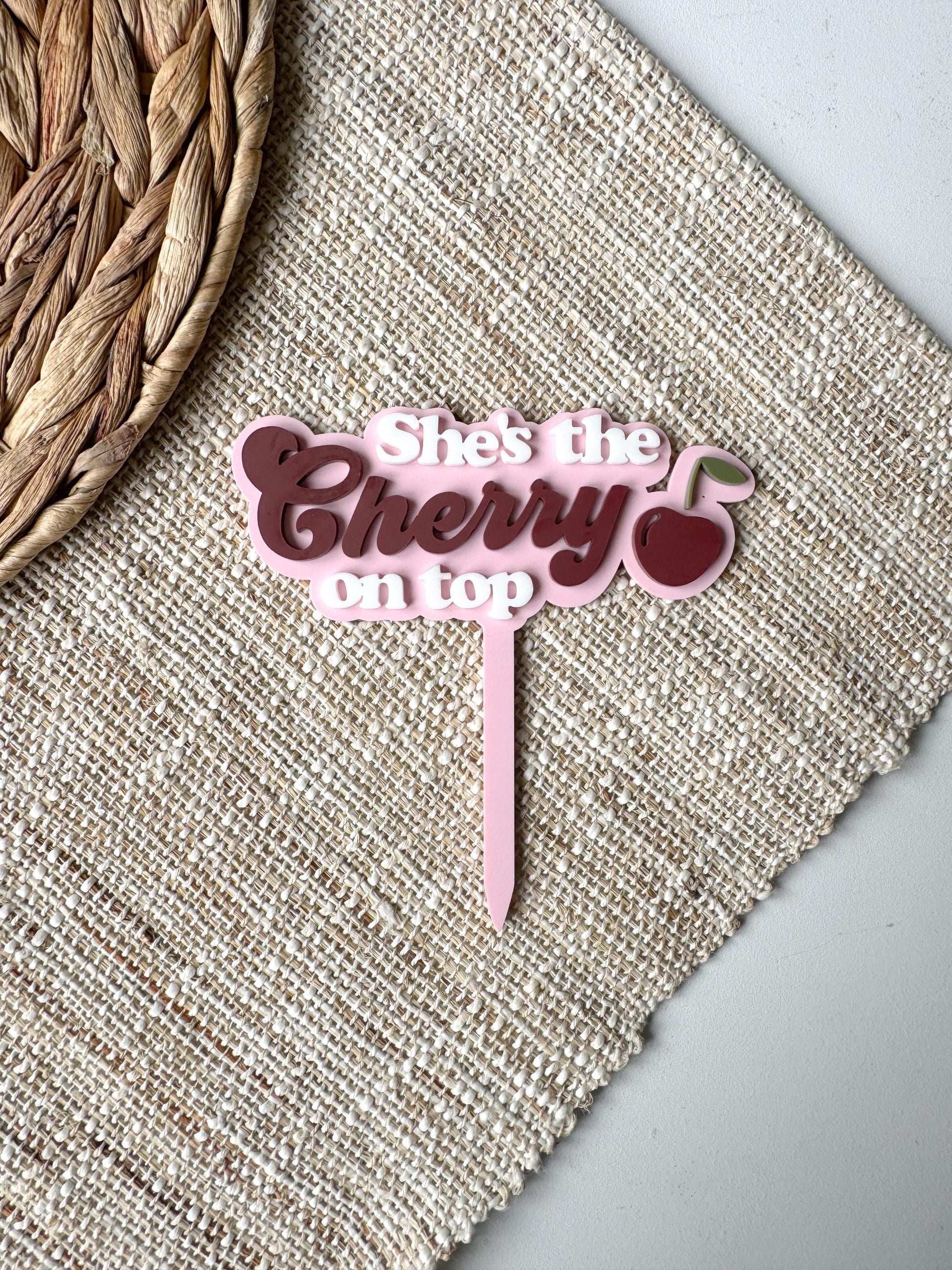 Cherry on Top Cake Topper | Custom Acrylic Baby Shower First Birthday