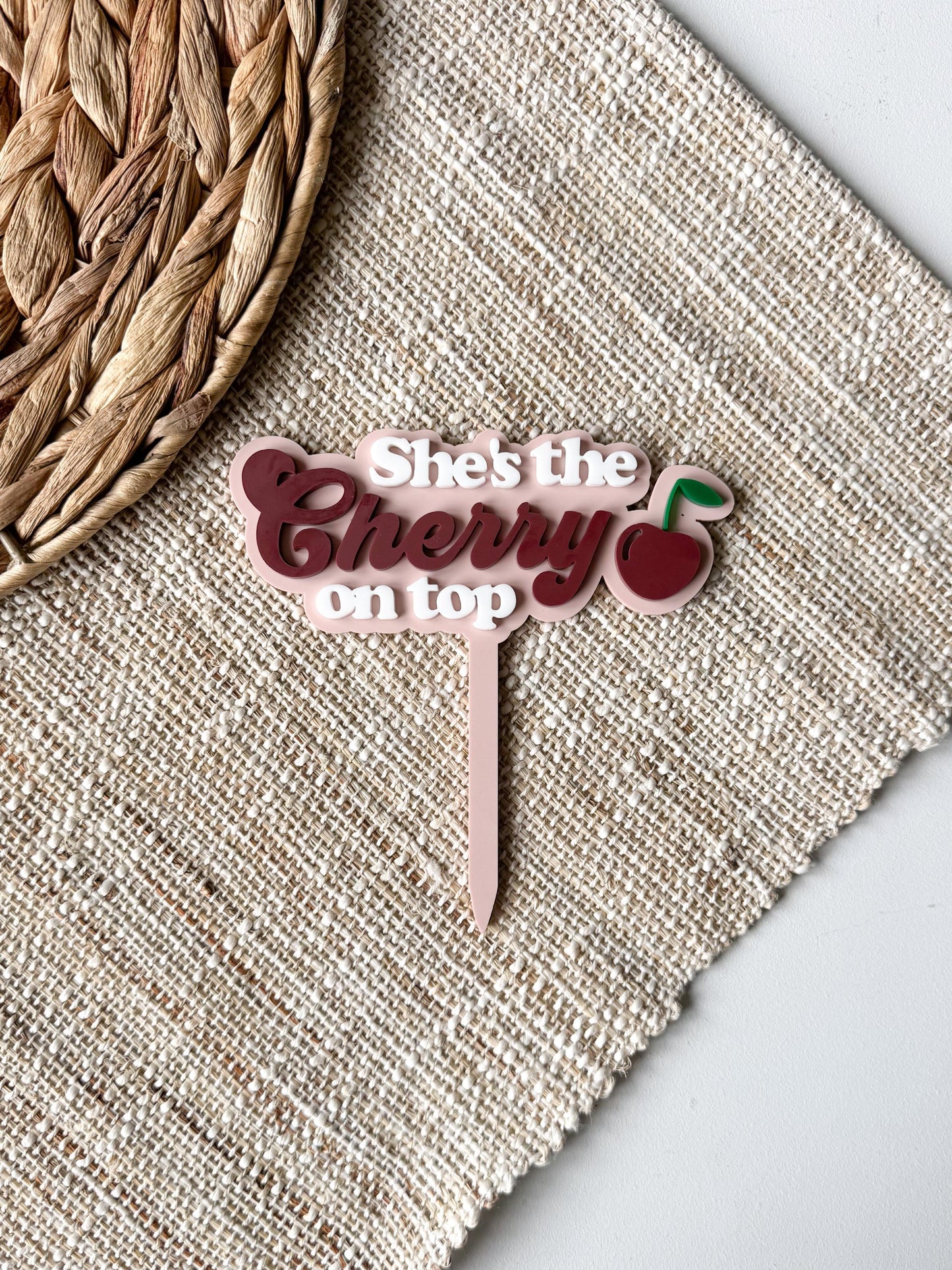 Cherry on Top Cake Topper | Custom Acrylic Baby Shower First Birthday