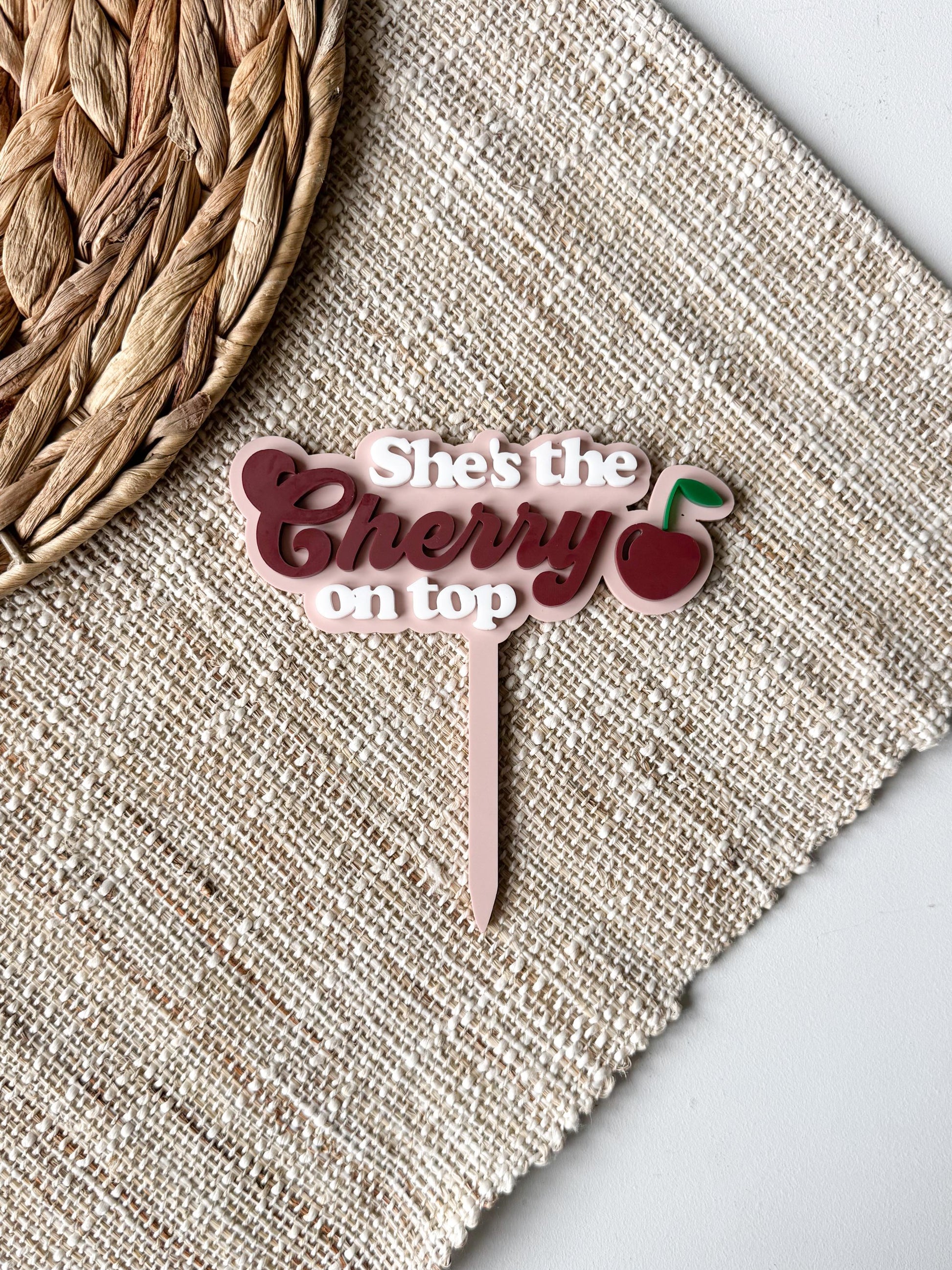 Cherry on Top Cake Topper | Custom Acrylic Baby Shower First Birthday
