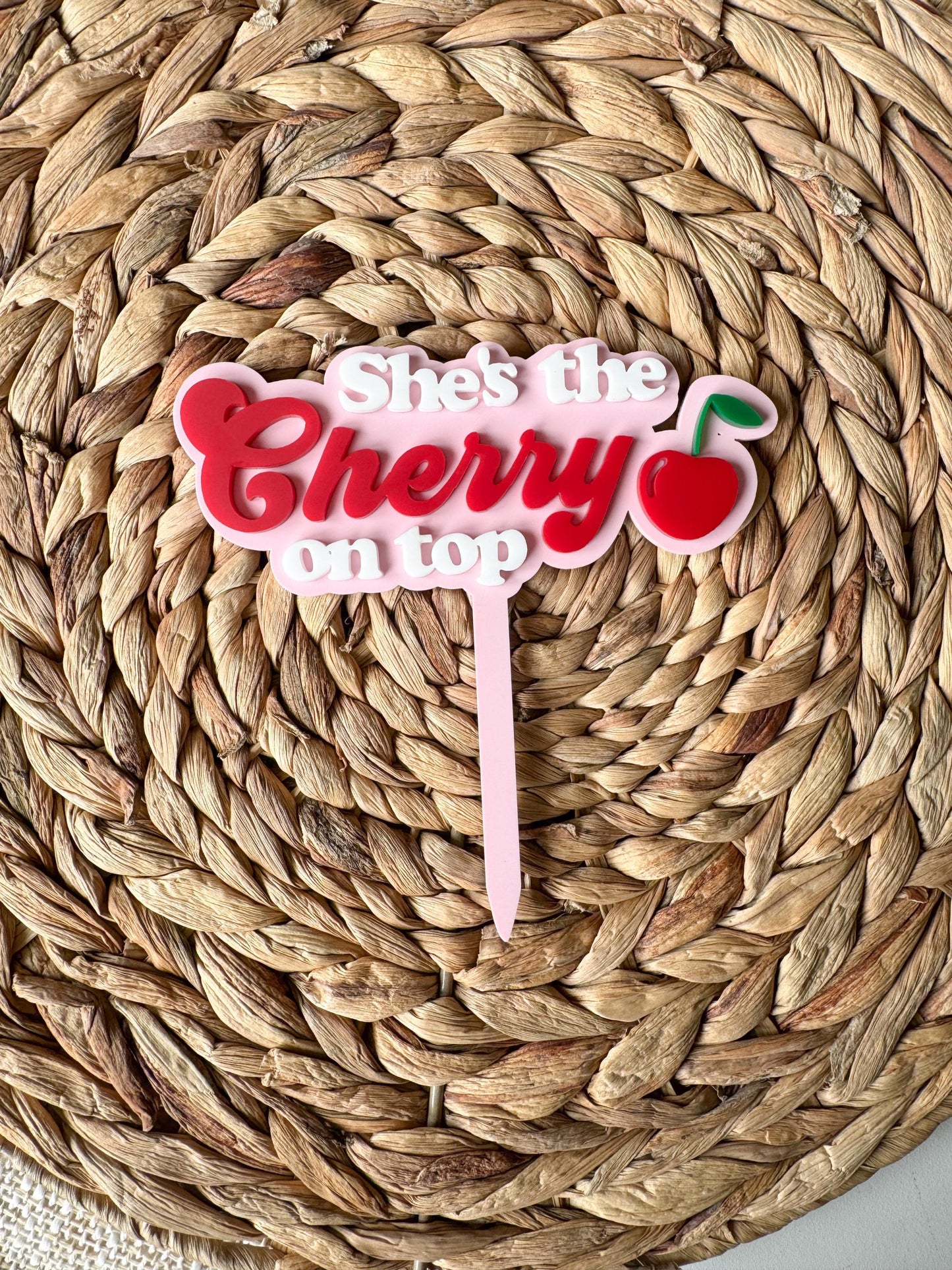Cherry on Top Cake Topper | Custom Acrylic Baby Shower First Birthday