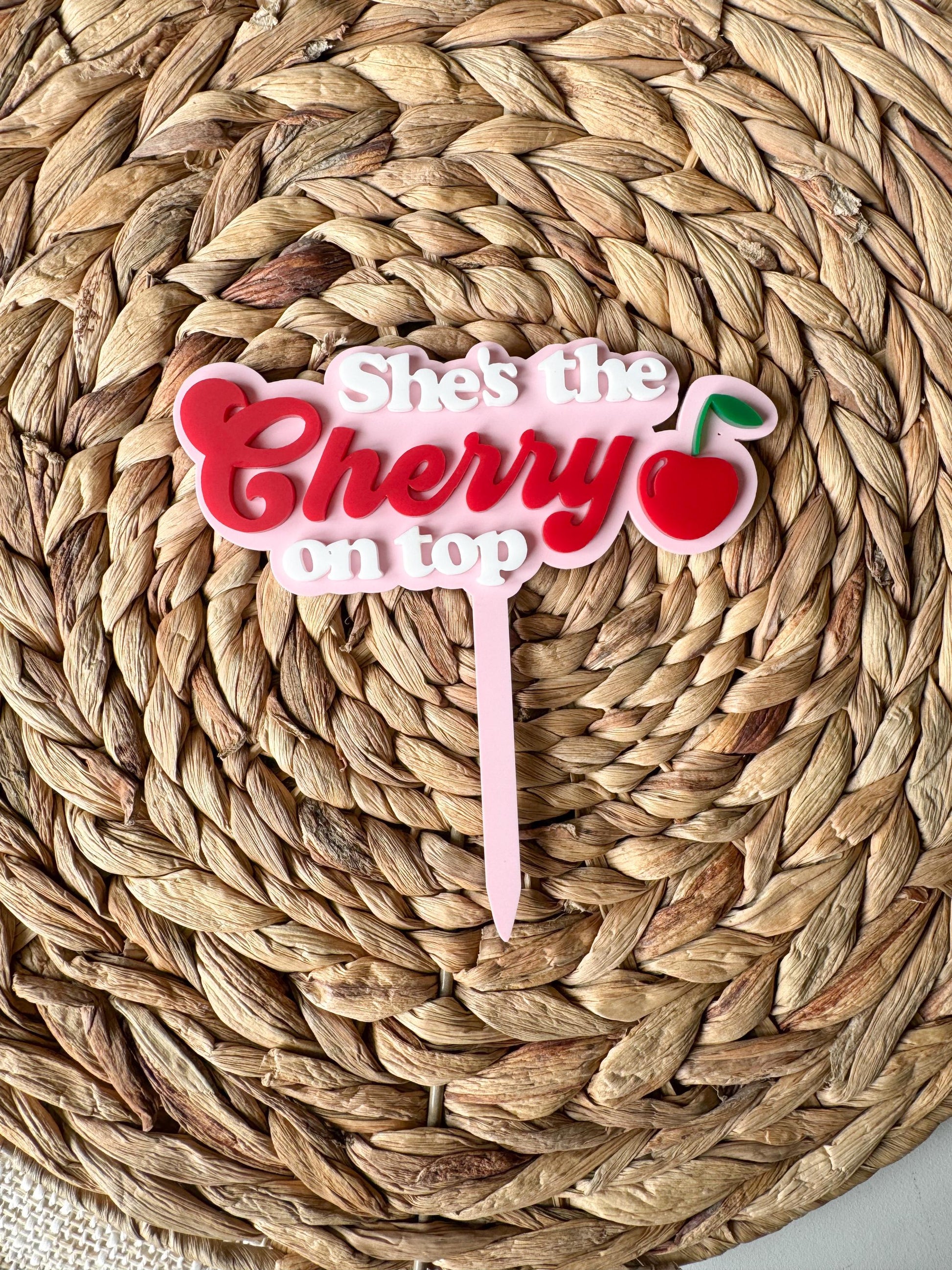 Cherry on Top Cake Topper | Custom Acrylic Baby Shower First Birthday