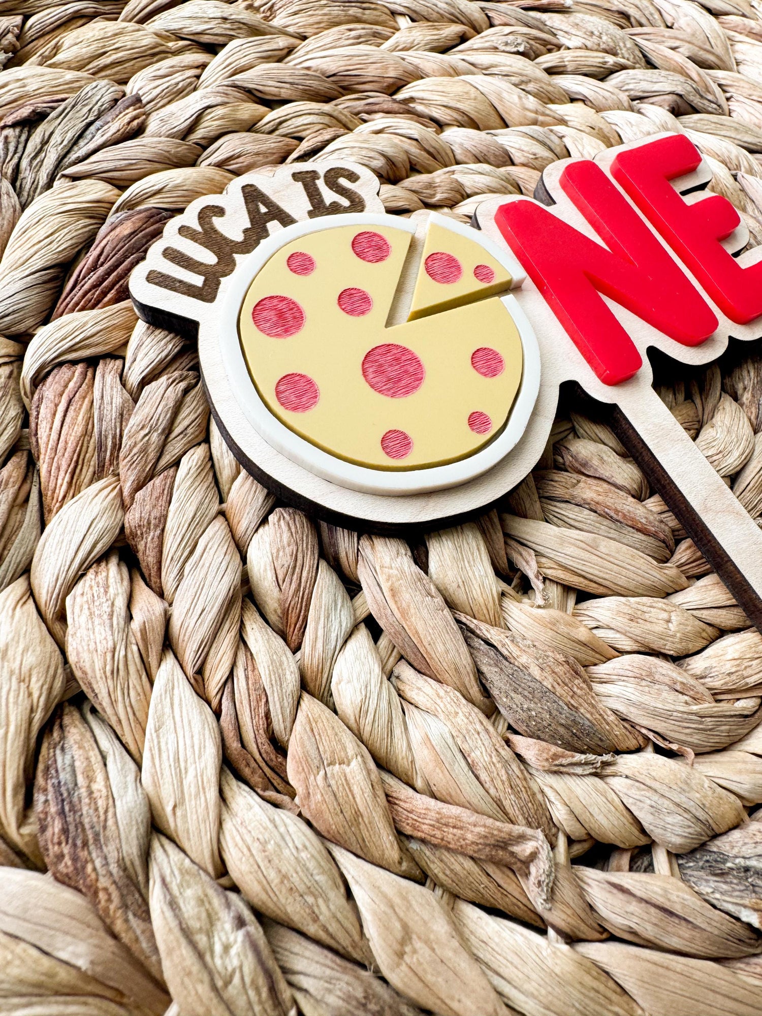 Pizza First Birthday Cake Topper | Custom Birthday Party Decor | 1st birthday Pizza Party | one whole year birthday theme | slice of fun