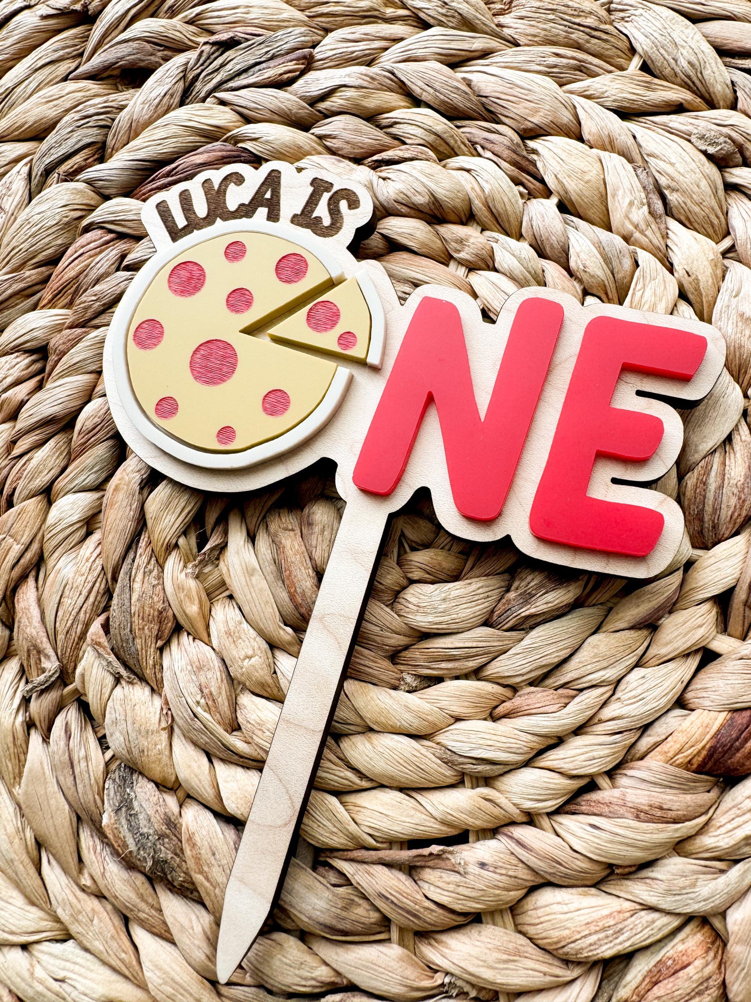 Pizza First Birthday Cake Topper | Custom Birthday Party Decor | 1st birthday Pizza Party | one whole year birthday theme | slice of fun