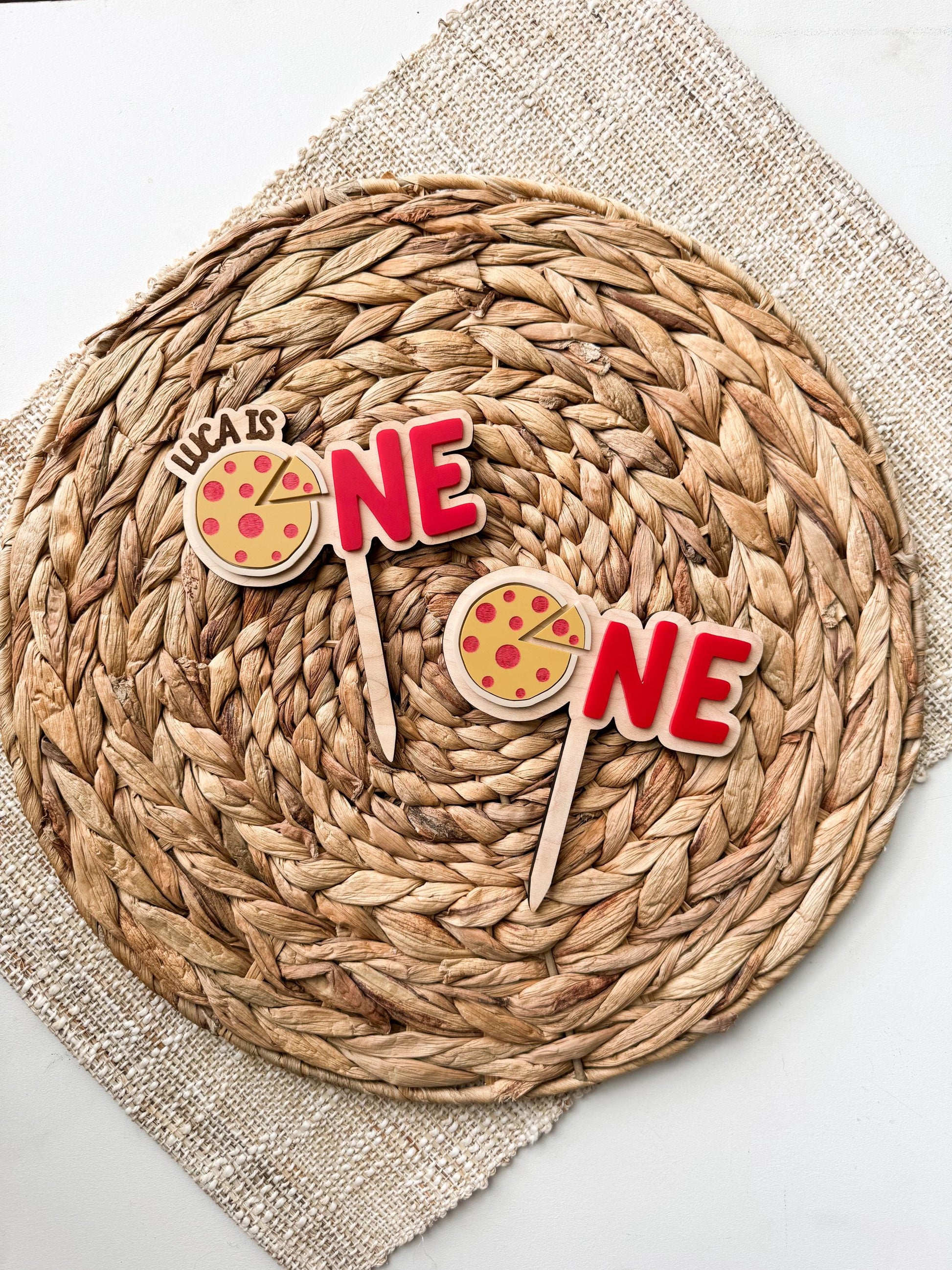 Fourth Birthday Cake Topper, Pizza Party Decor, Personalized Kids Bday Decoration, Custom Name Option