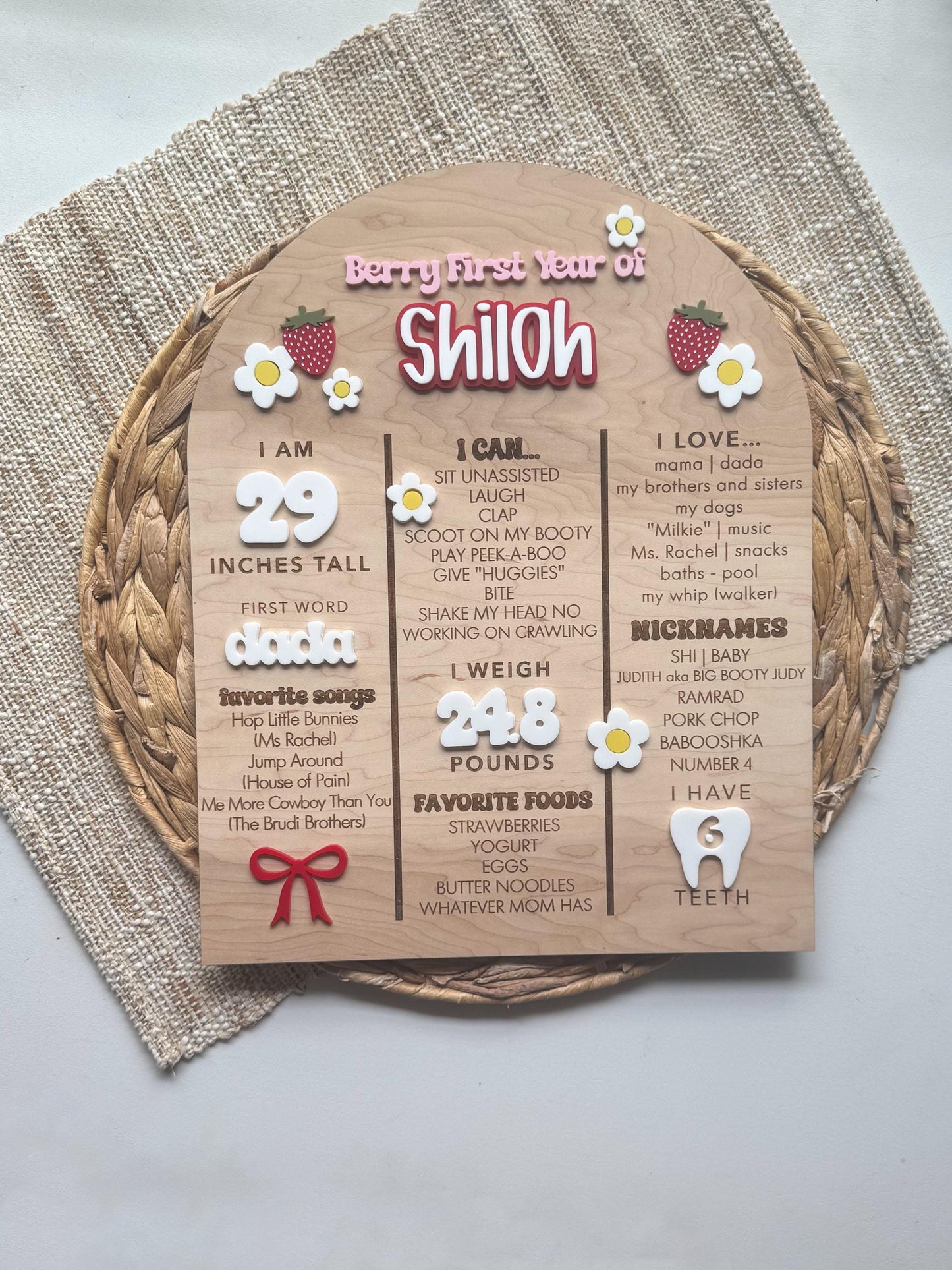 Strawberry One Cake Topper | Custom First Birthday Party Decor | 1st baby girls birthday theme | Berry First Birthday | personalized wooden