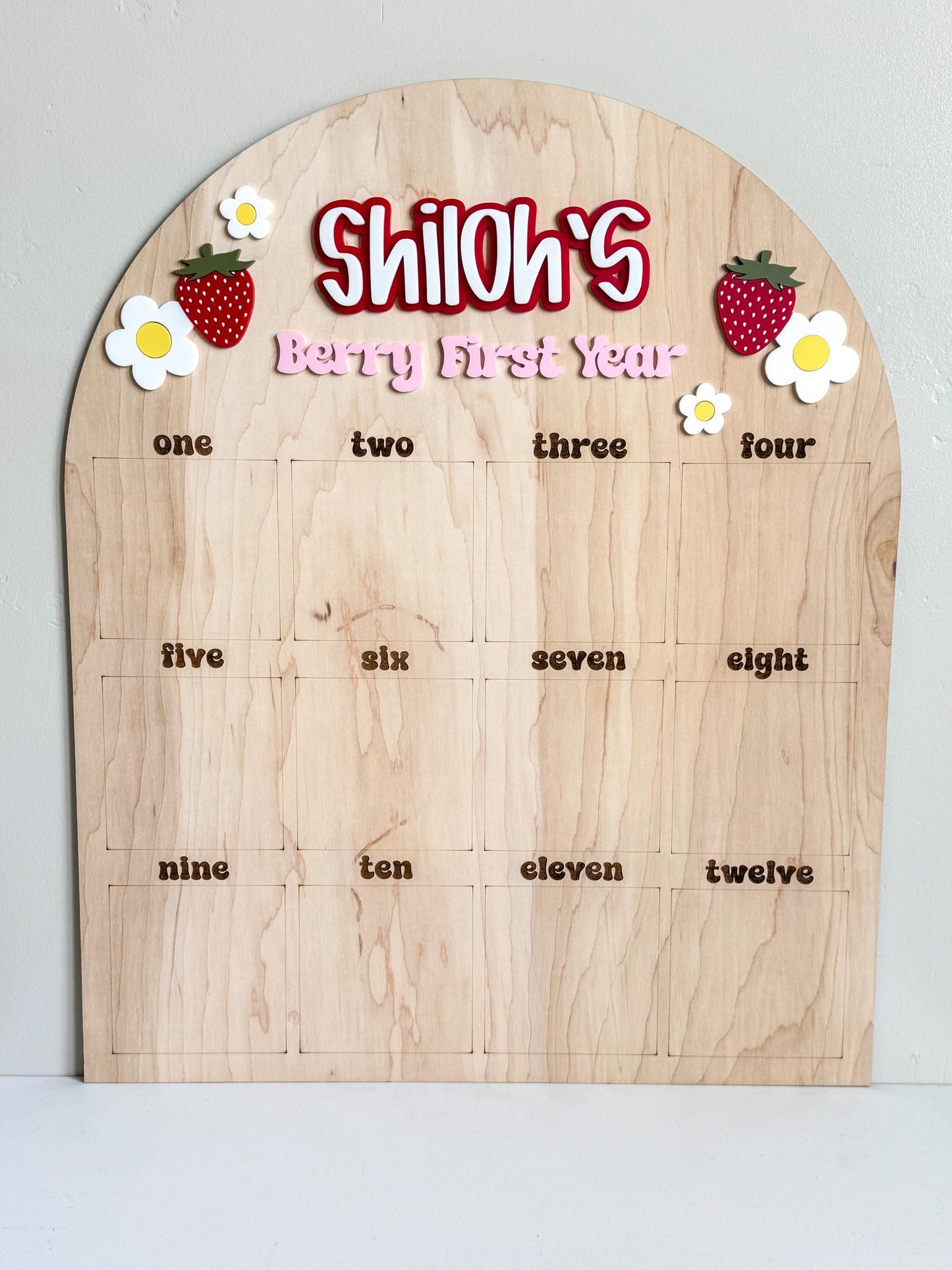 Strawberry One Cake Topper | Custom First Birthday Party Decor | 1st baby girls birthday theme | Berry First Birthday | personalized wooden