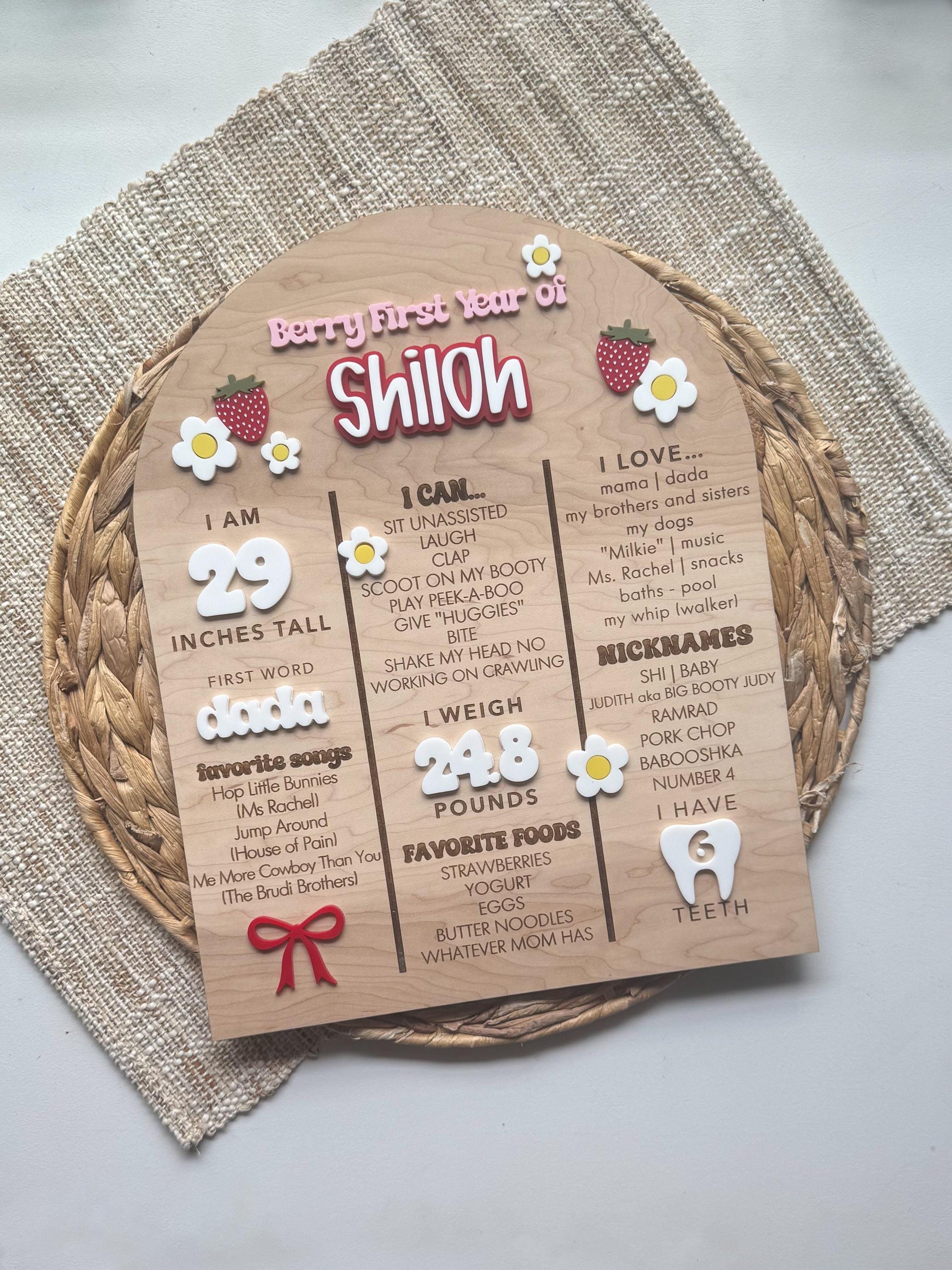 Beary First Year Photo Board |1st Birthday Milestones Display Party Decor