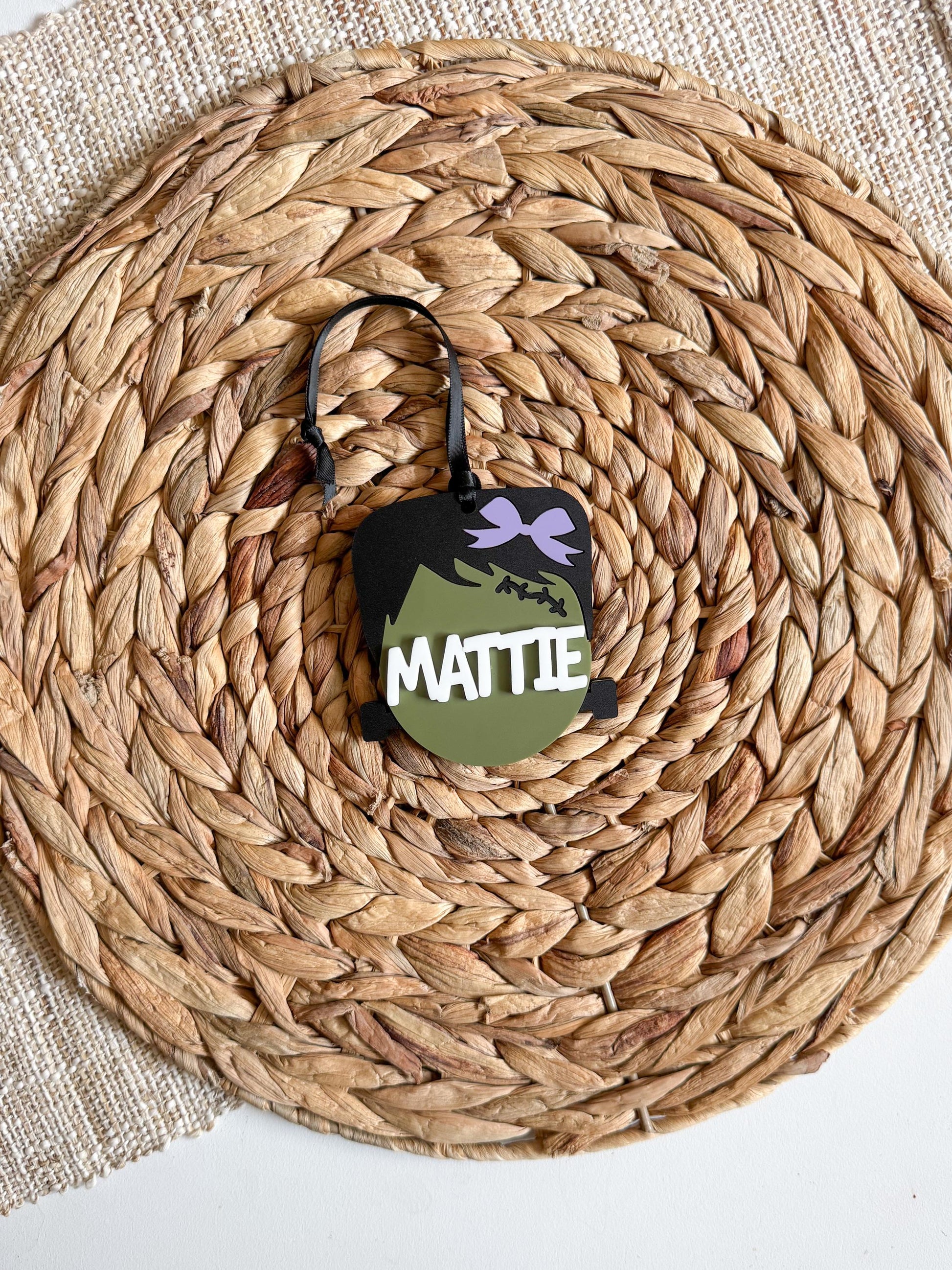 3D acrylic Halloween boo basket name tag personalized with child's name, spooky season gift