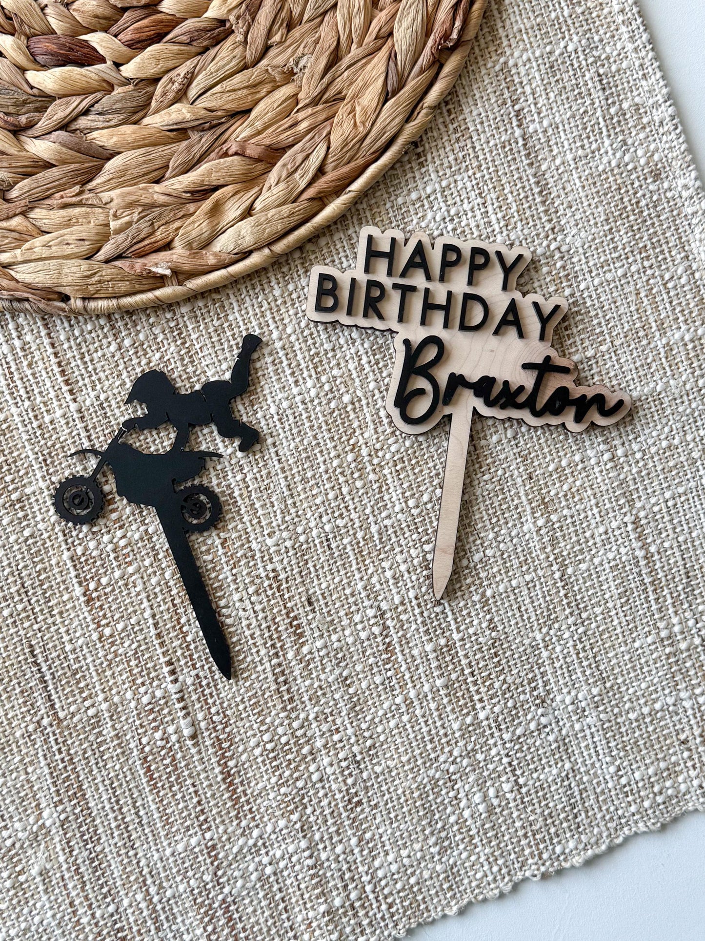 Acrylic Dirt Bike Cake Topper | Supercross Birthday Party Decor