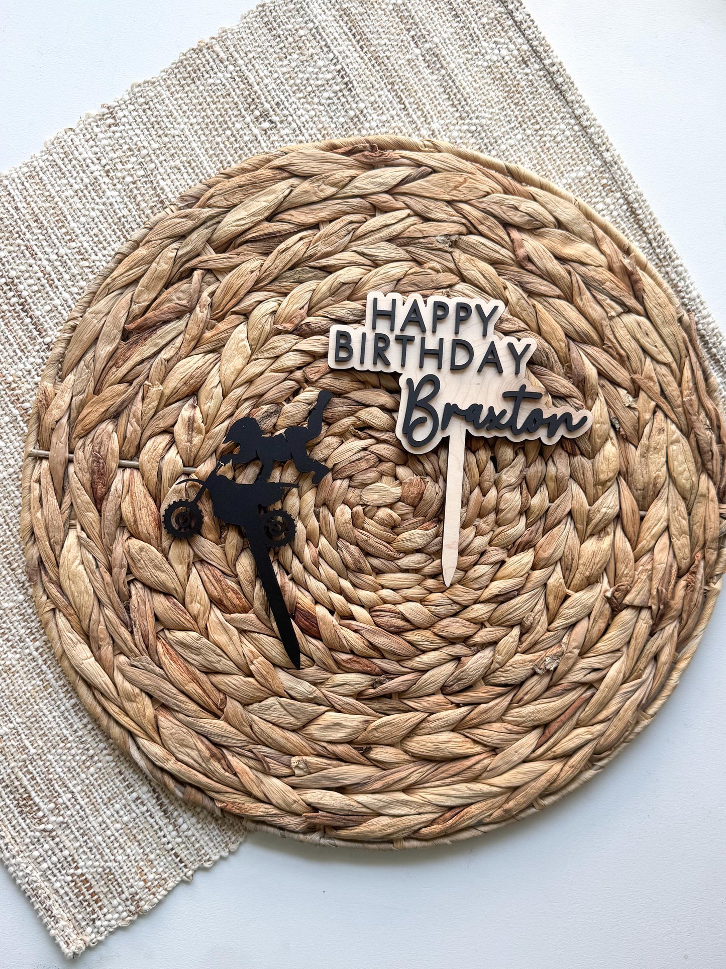 Acrylic Dirt Bike Cake Topper | Supercross Birthday Party Decor