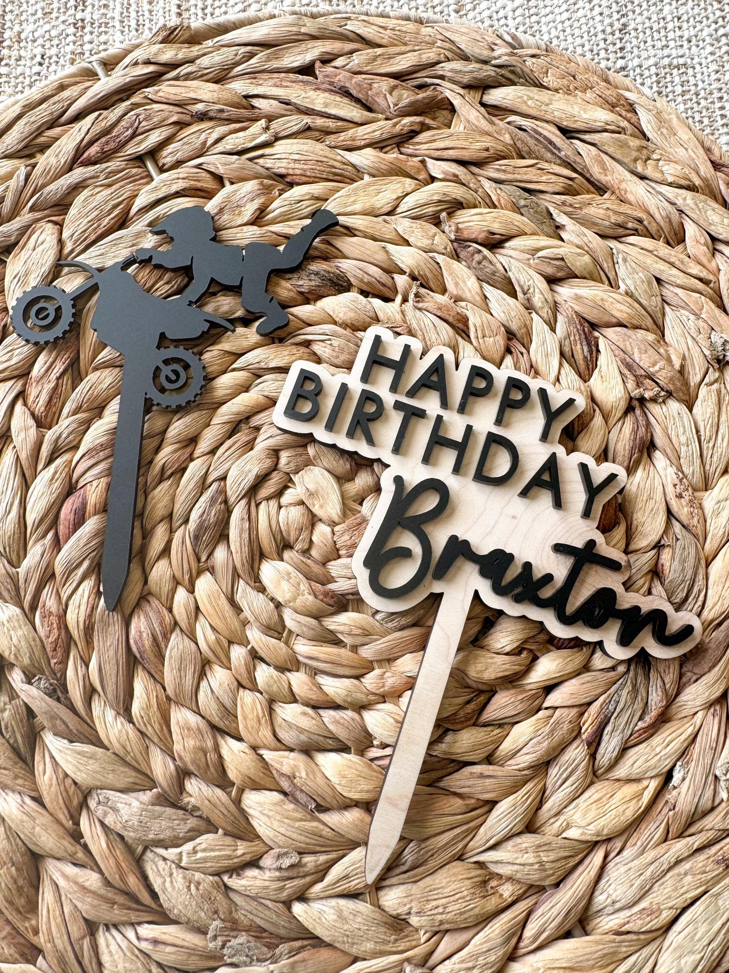 Acrylic Dirt Bike Cake Topper | Supercross Birthday Party Decor