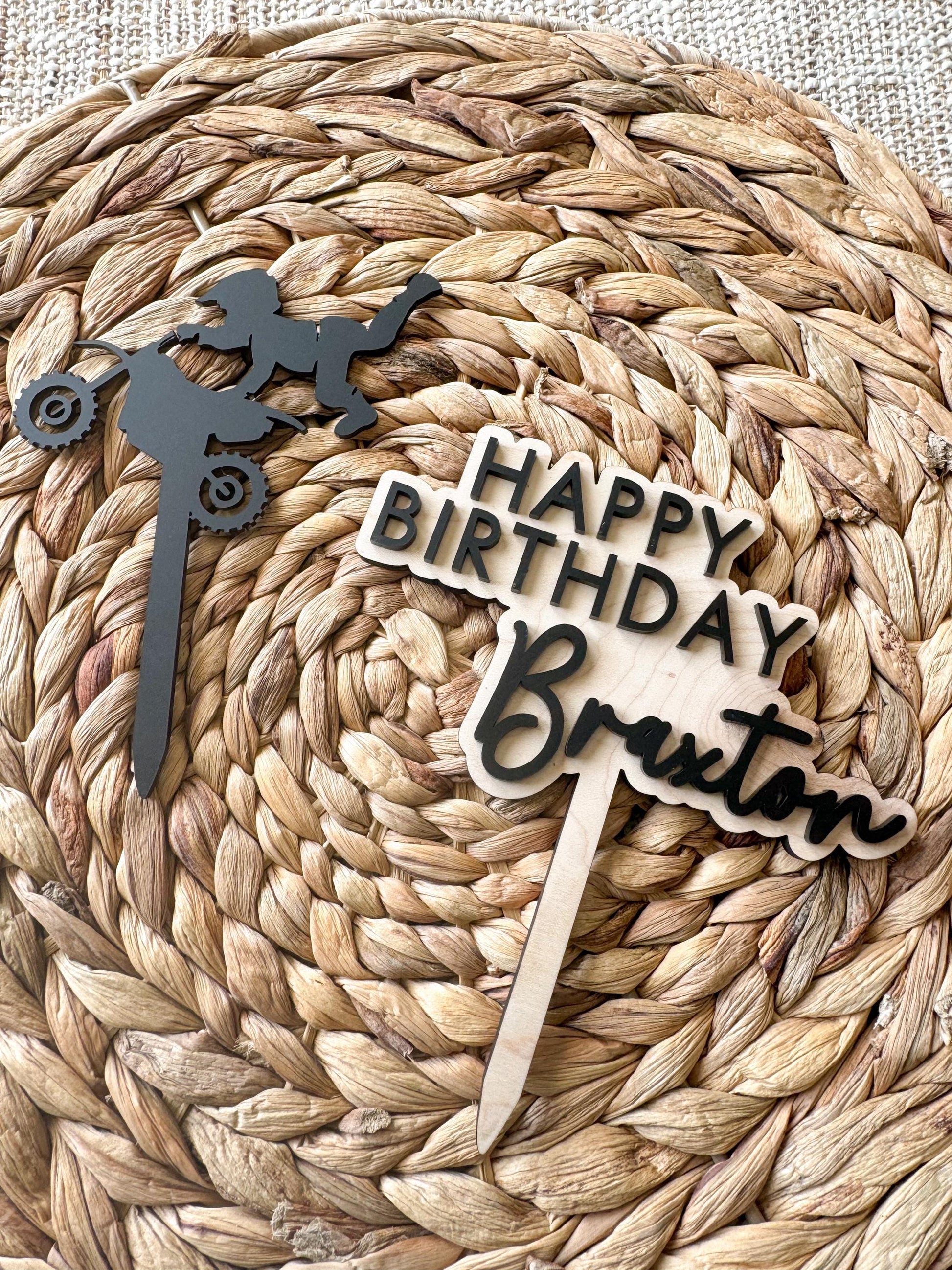 Acrylic Dirt Bike Cake Topper | Supercross Birthday Party Decor