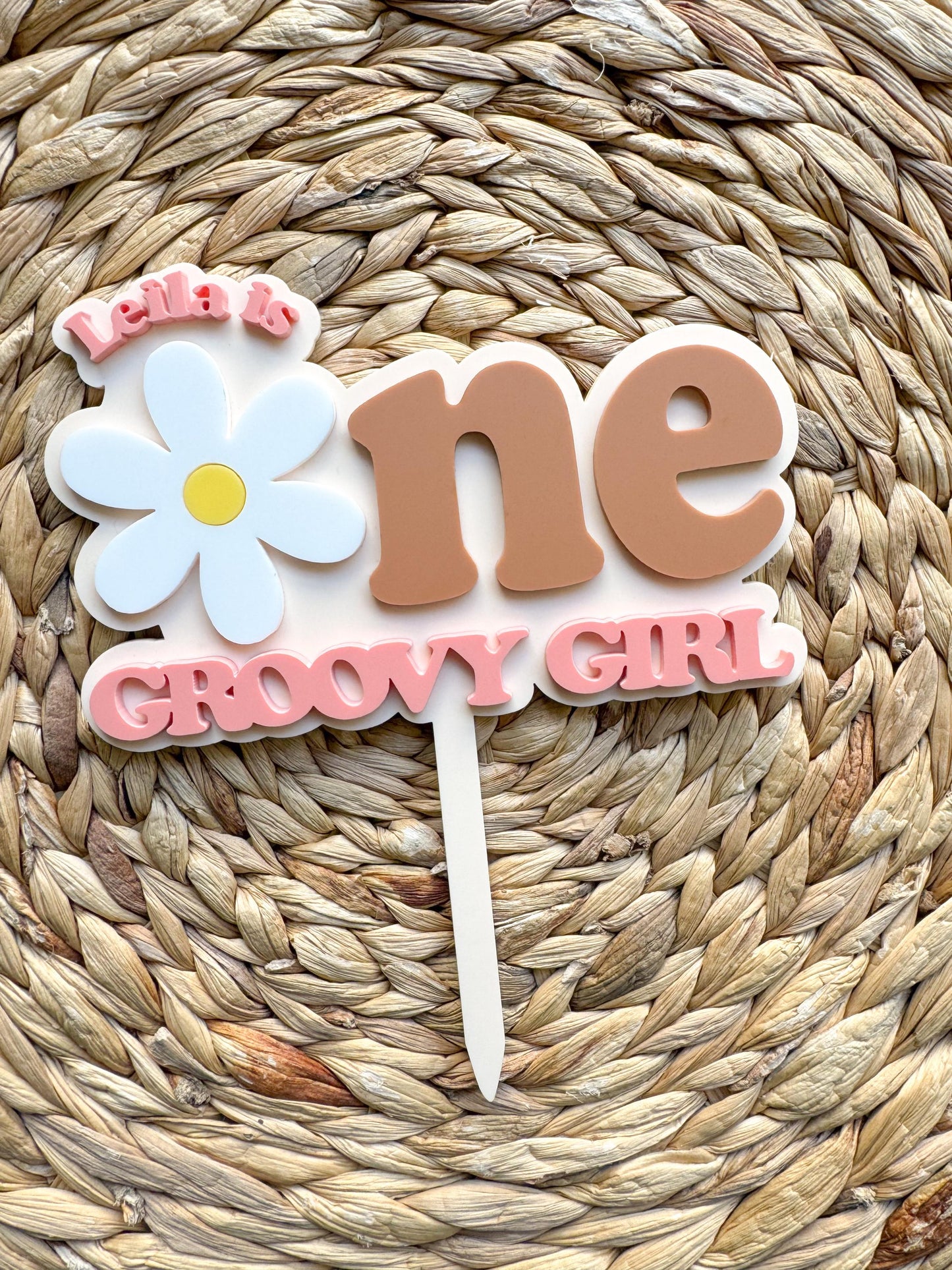 Groovy One Cake Topper | Retro Daisy First Birthday Decor