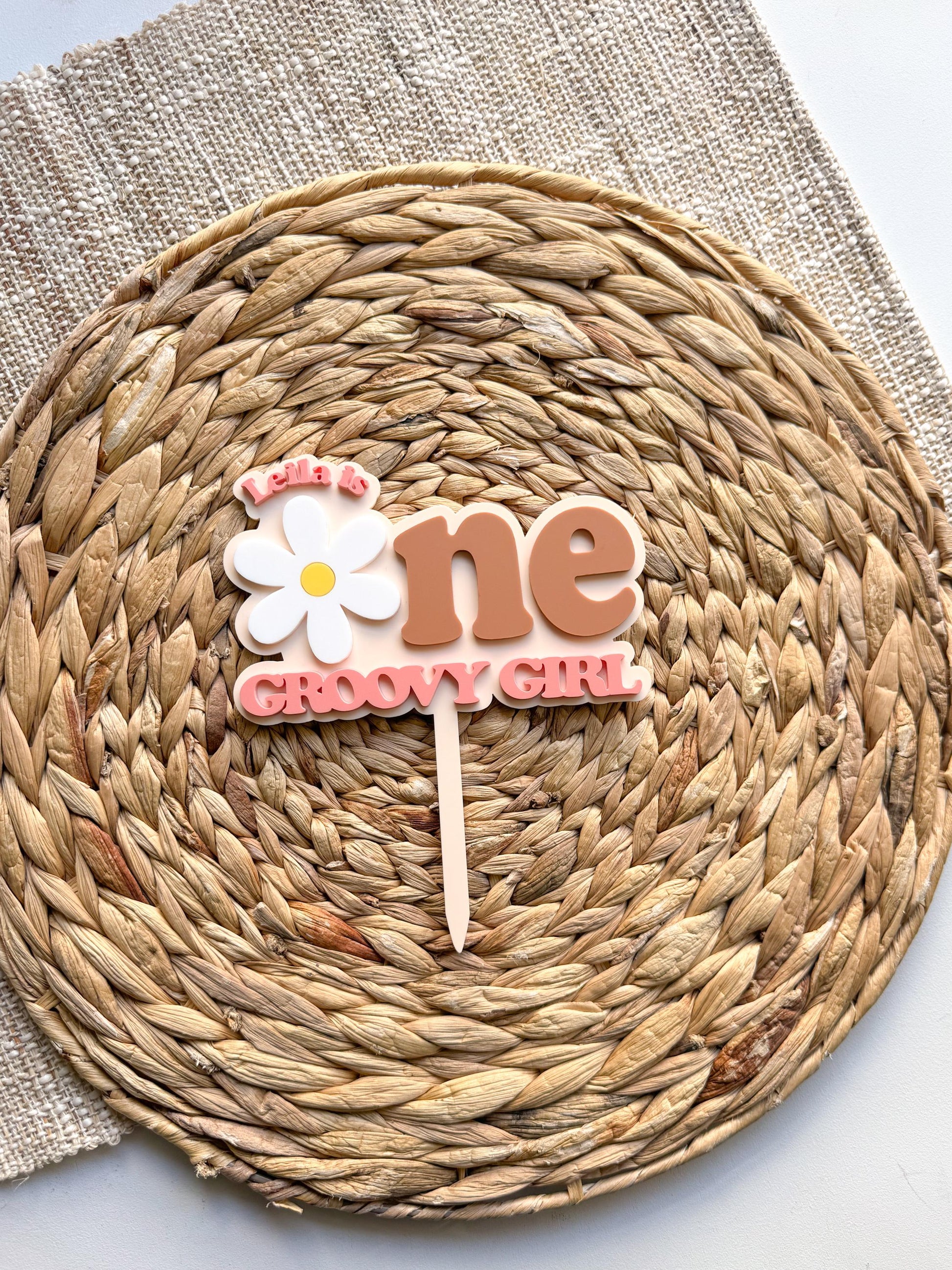 Groovy One Cake Topper | Retro Daisy First Birthday Decor
