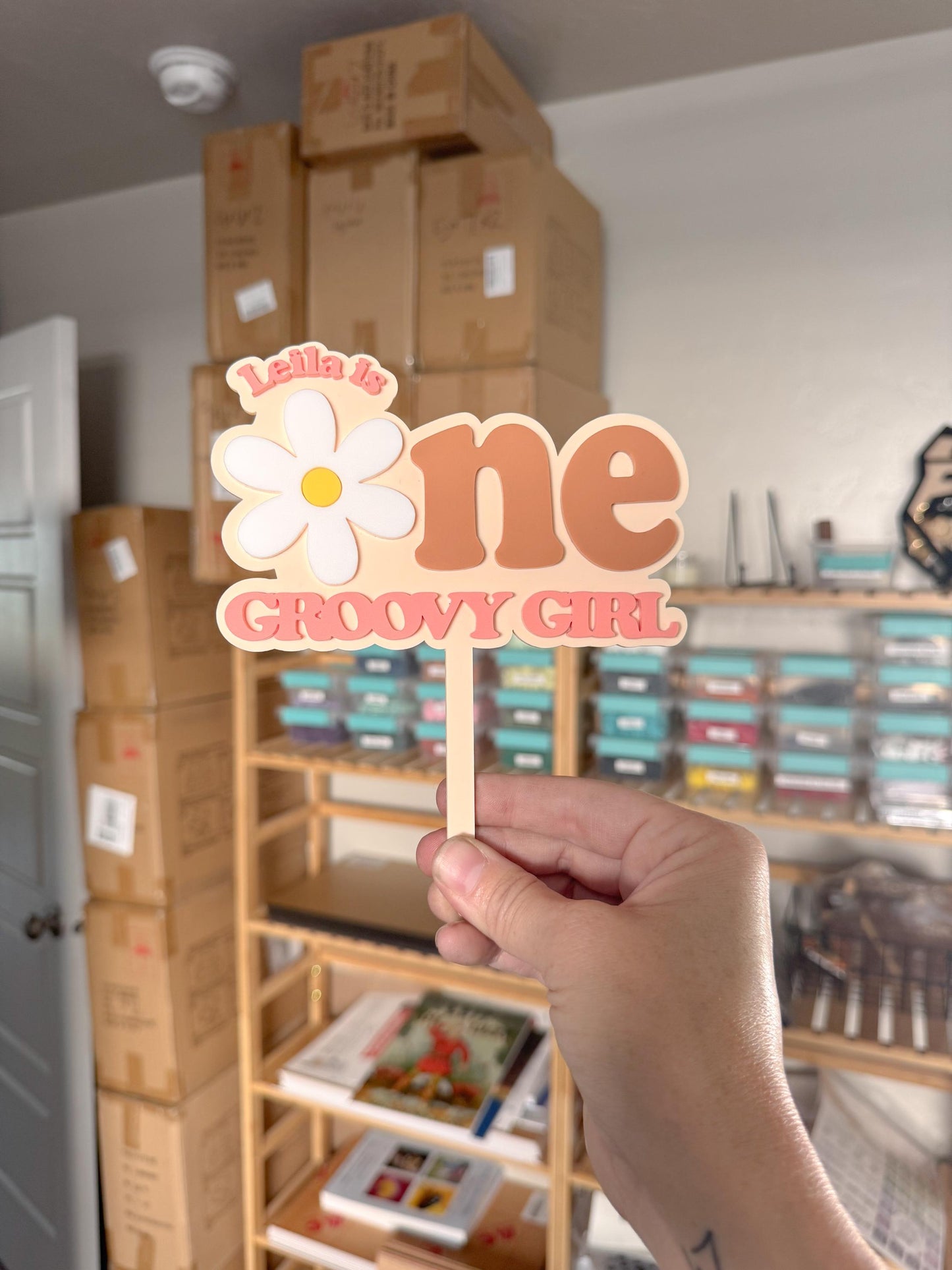 Groovy One Cake Topper | Retro Daisy First Birthday Decor