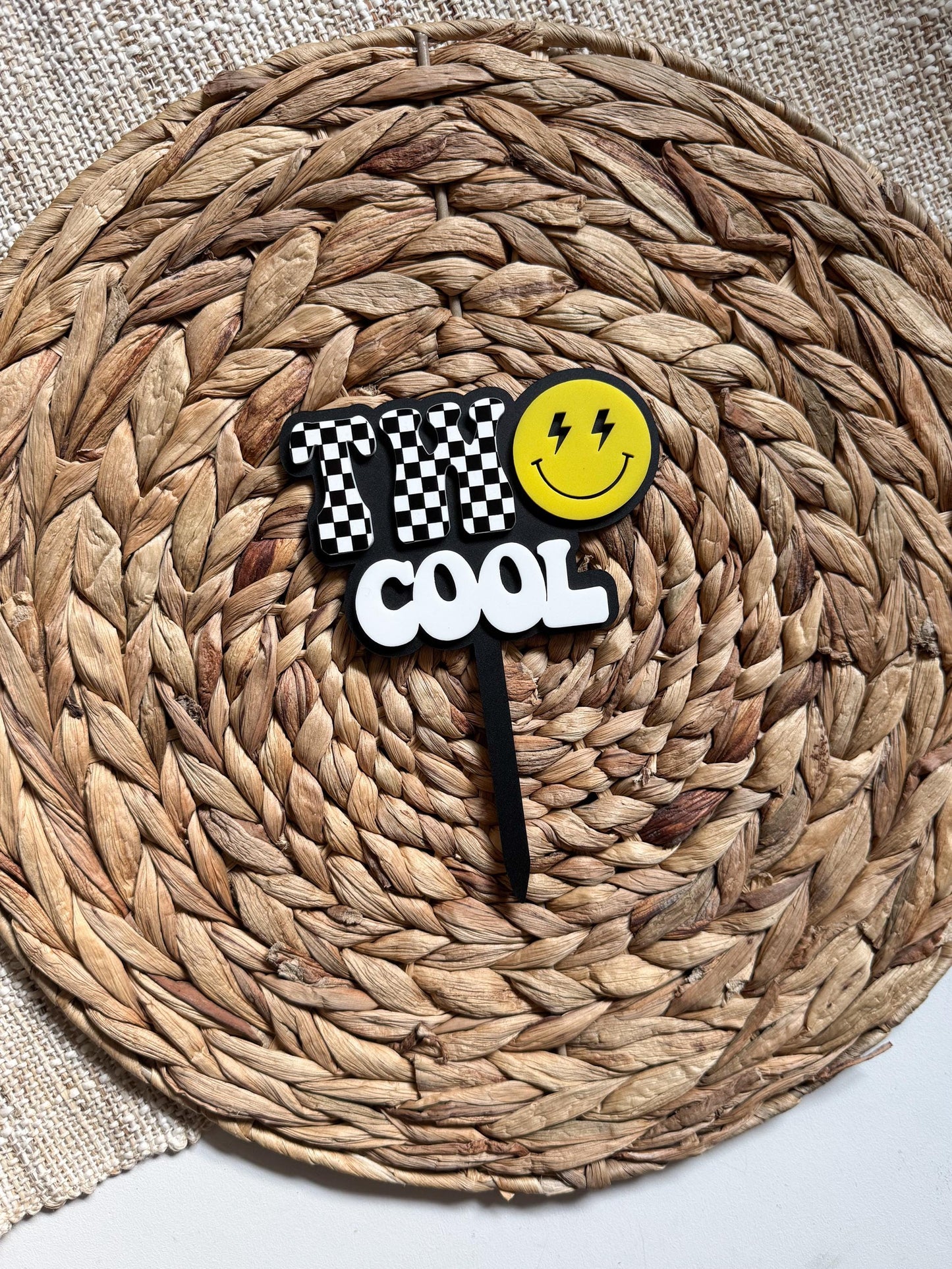 Too Cool Cake Topper | Retro Checkered Birthday Decor