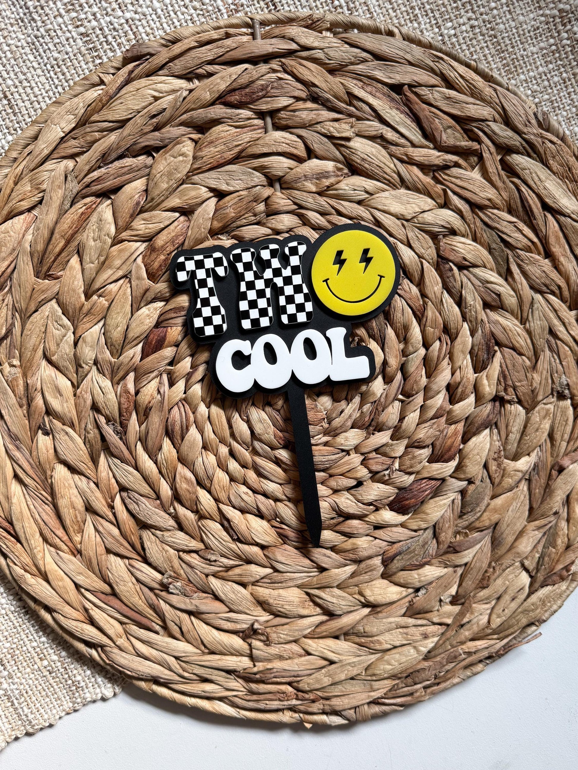 Too Cool Cake Topper | Retro Checkered Birthday Decor