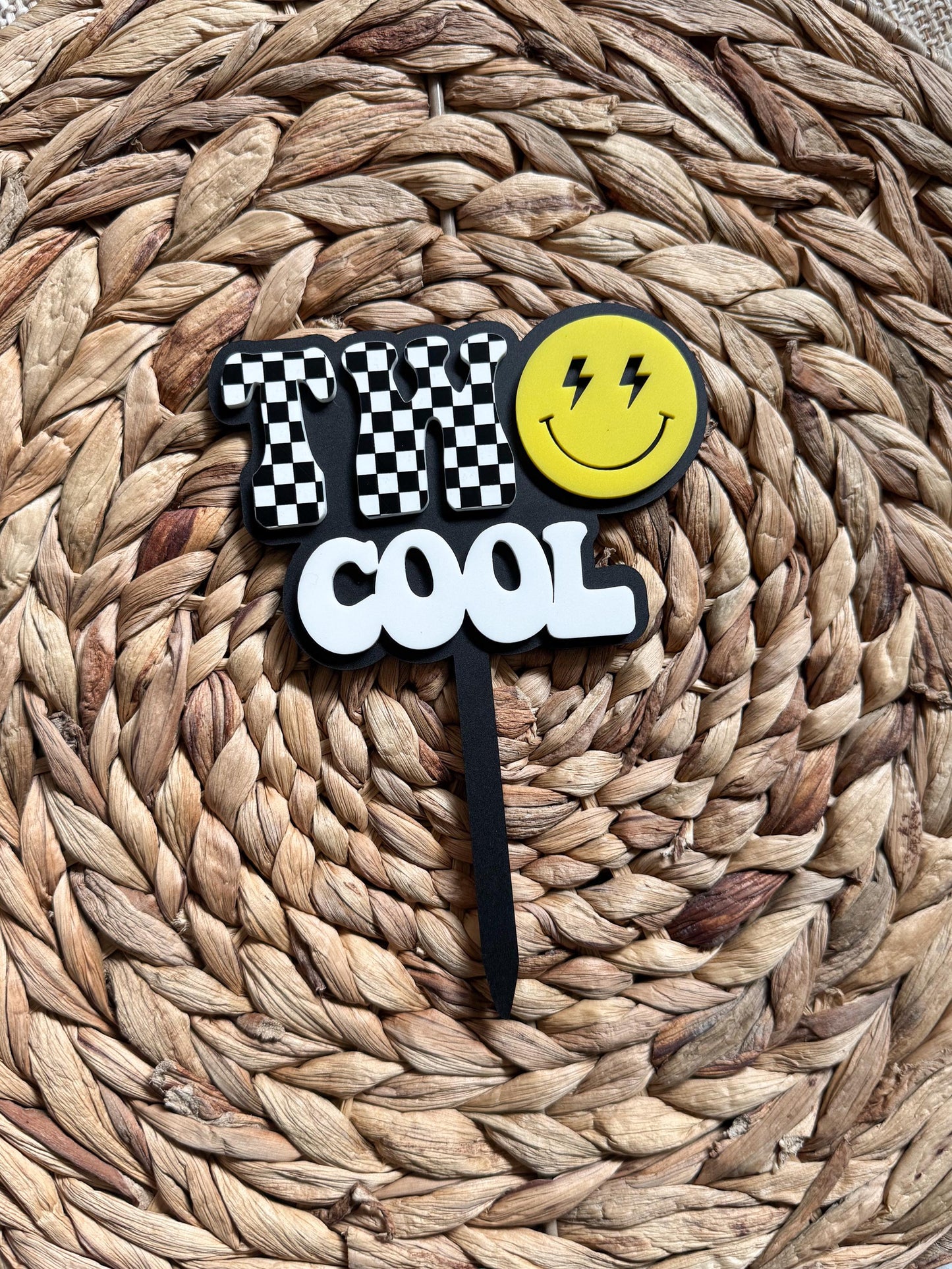 Too Cool Cake Topper | Retro Checkered Birthday Decor