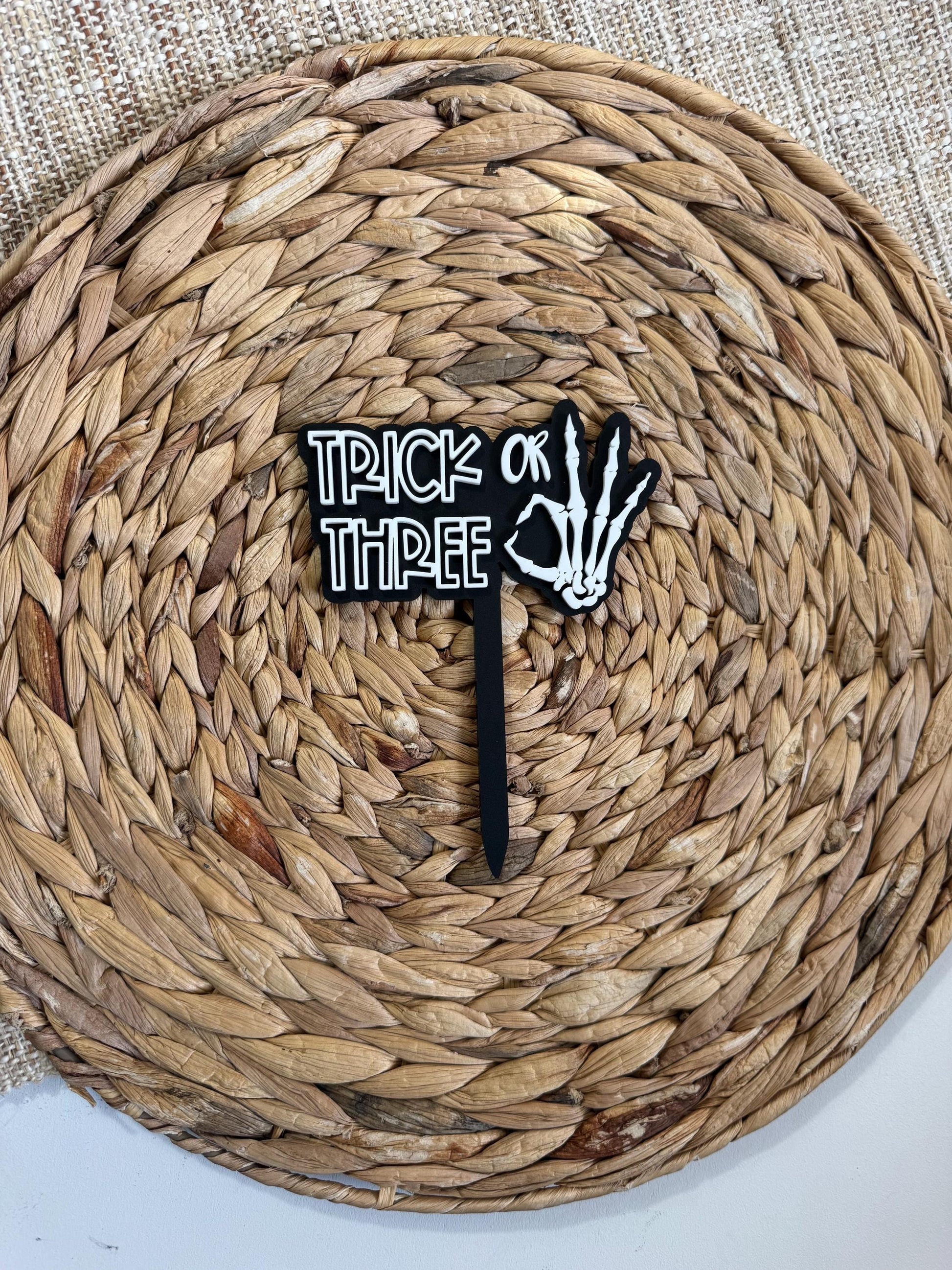 Trick or Three Cake Topper | Spooky Halloween 3rd Birthday Decor