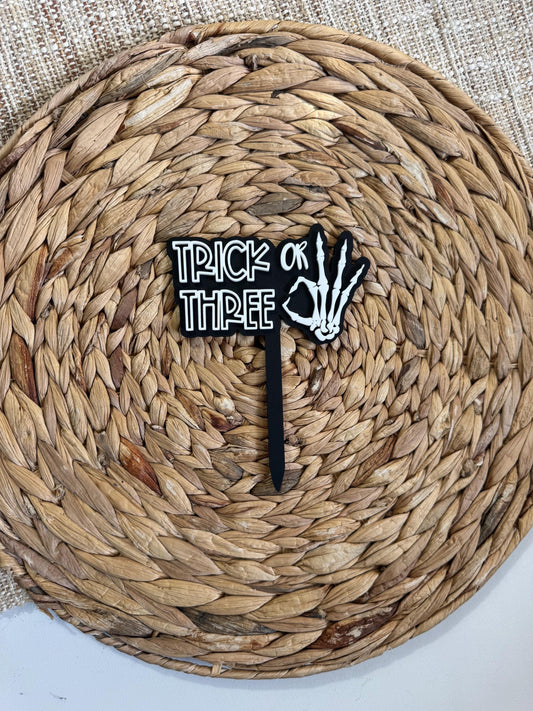 Trick or Three Cake Topper | Spooky Halloween 3rd Birthday Decor