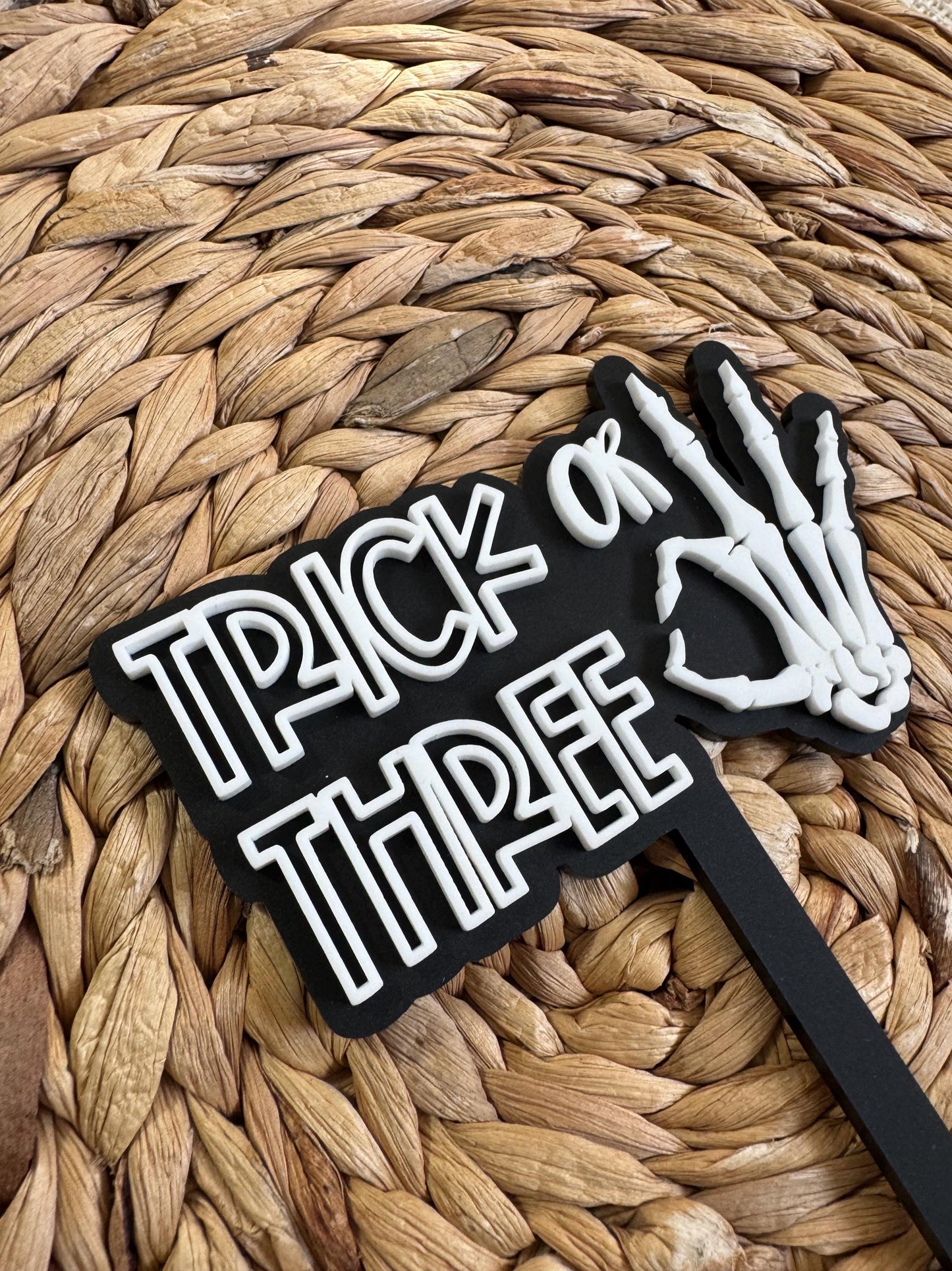 Trick or Three Cake Topper | Spooky Halloween 3rd Birthday Decor