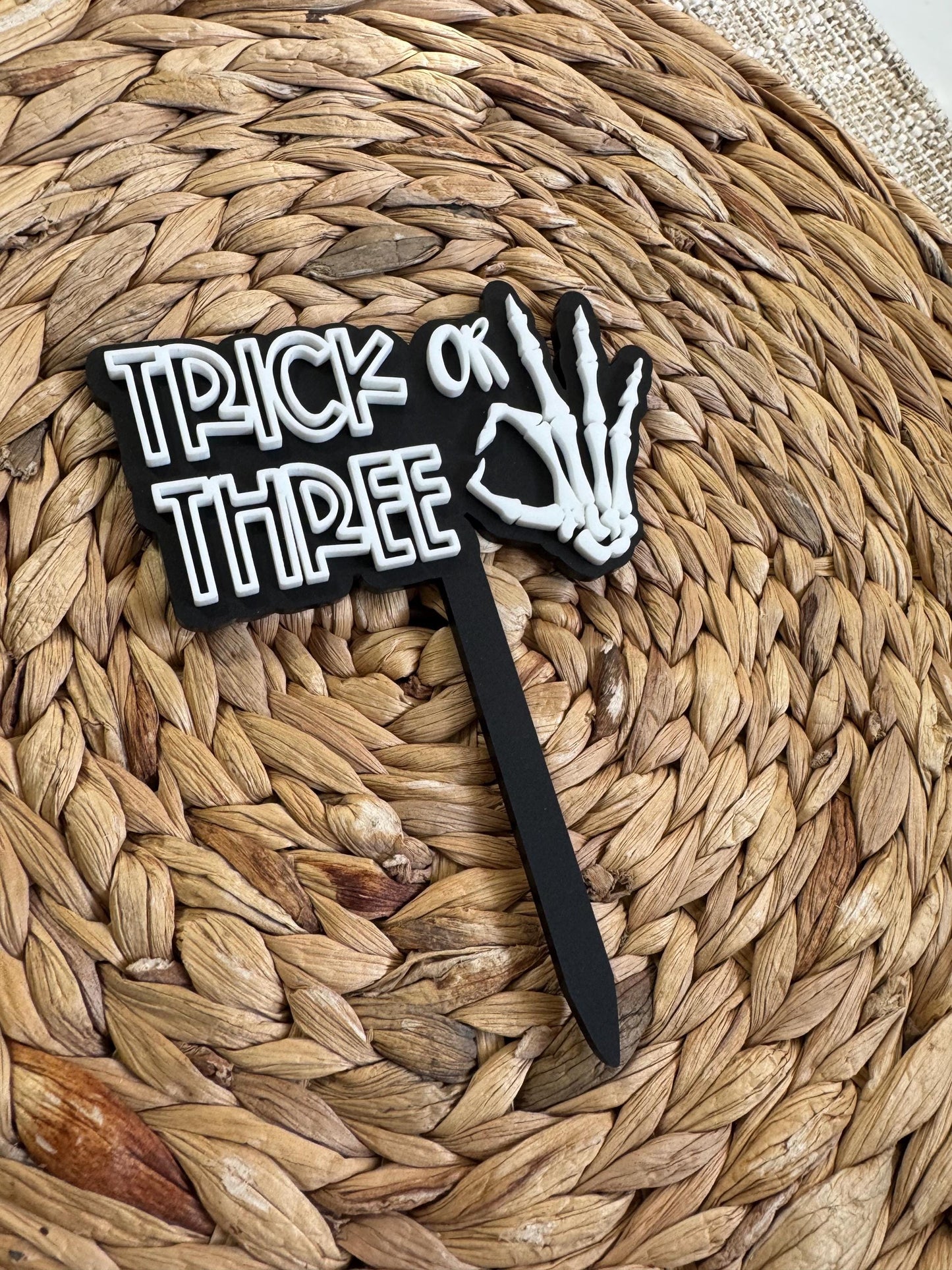Trick or Three Cake Topper | Spooky Halloween 3rd Birthday Decor