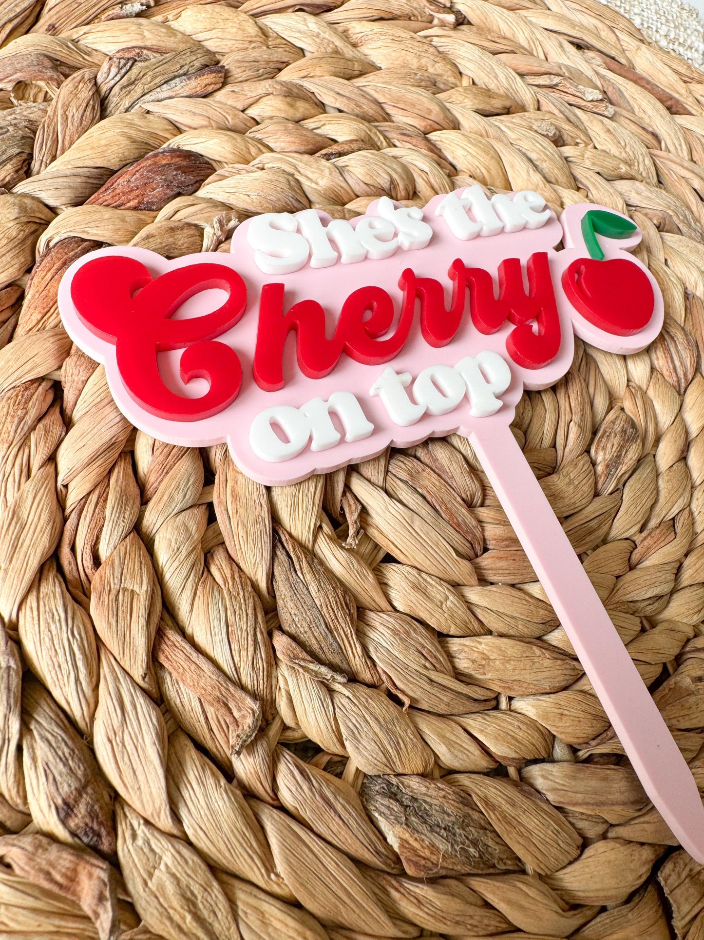 Cherry on Top Cake Topper | Custom Acrylic Baby Shower First Birthday