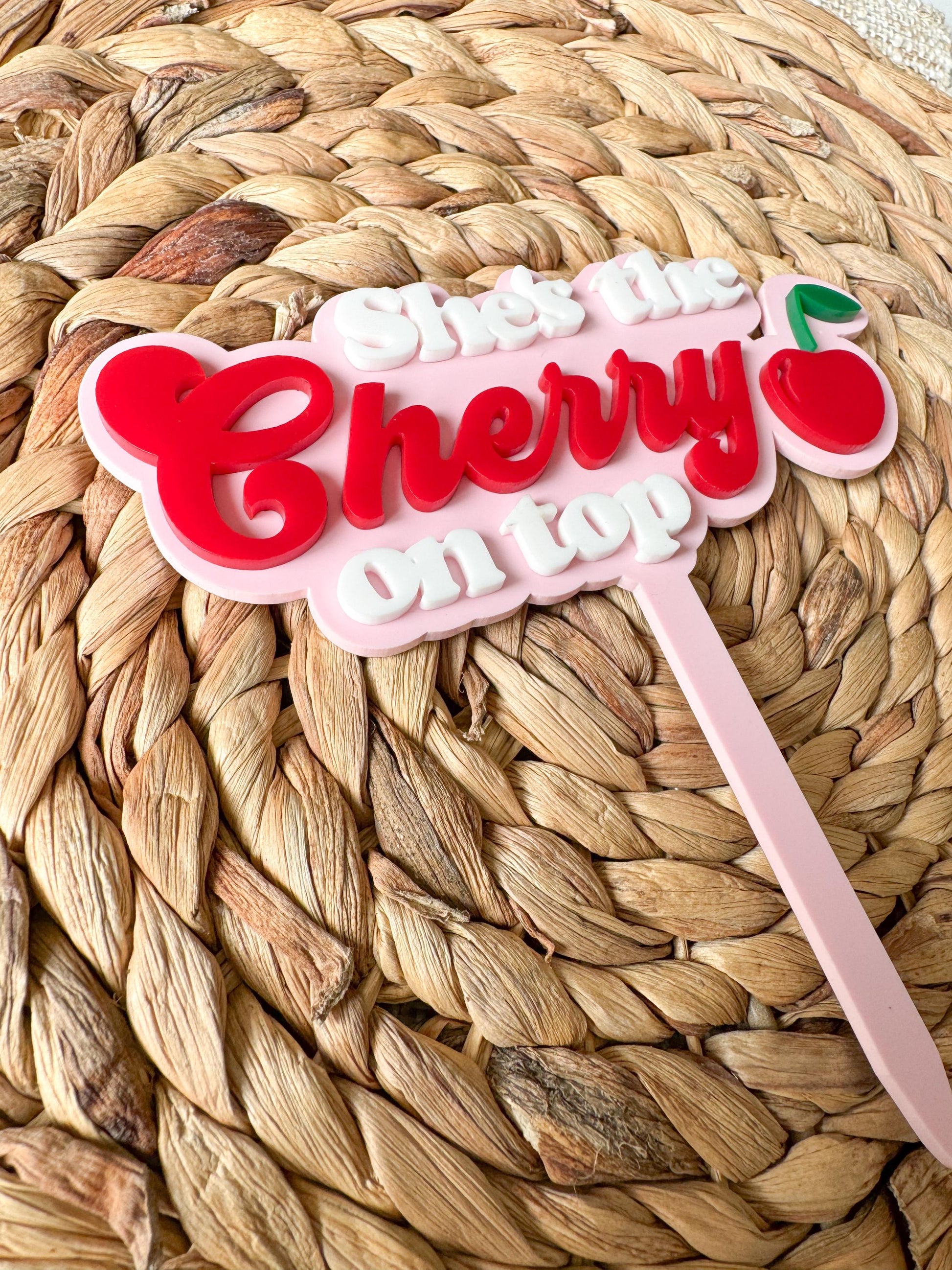 Cherry on Top Cake Topper | Custom Acrylic Baby Shower First Birthday