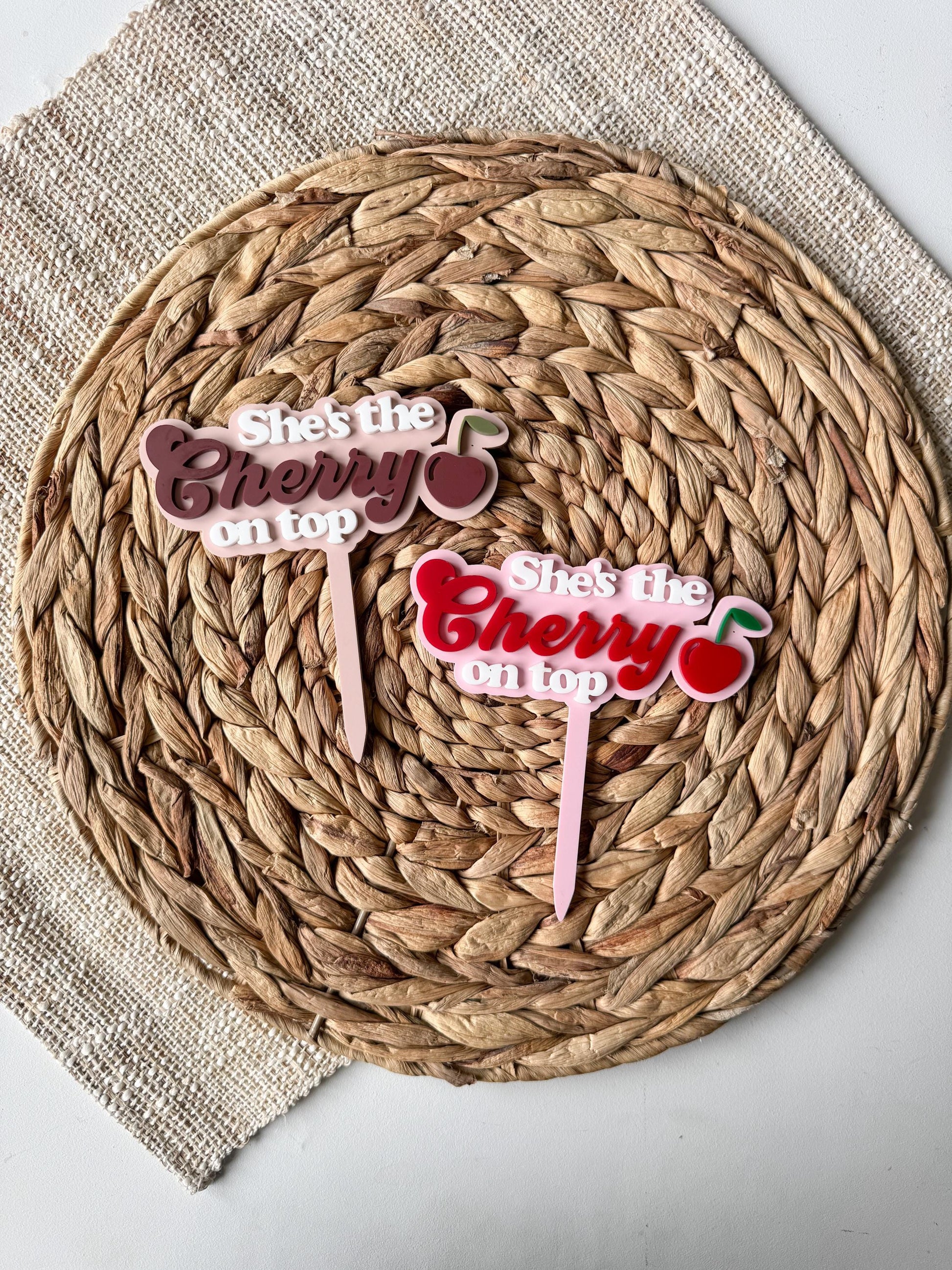 Cherry on Top Cake Topper | Custom Acrylic Baby Shower First Birthday