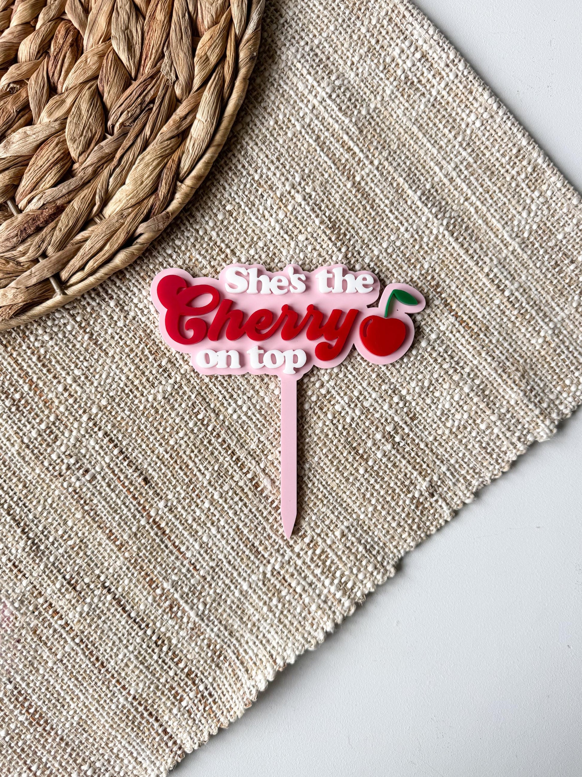 Cherry on Top Cake Topper | Custom Acrylic Baby Shower First Birthday