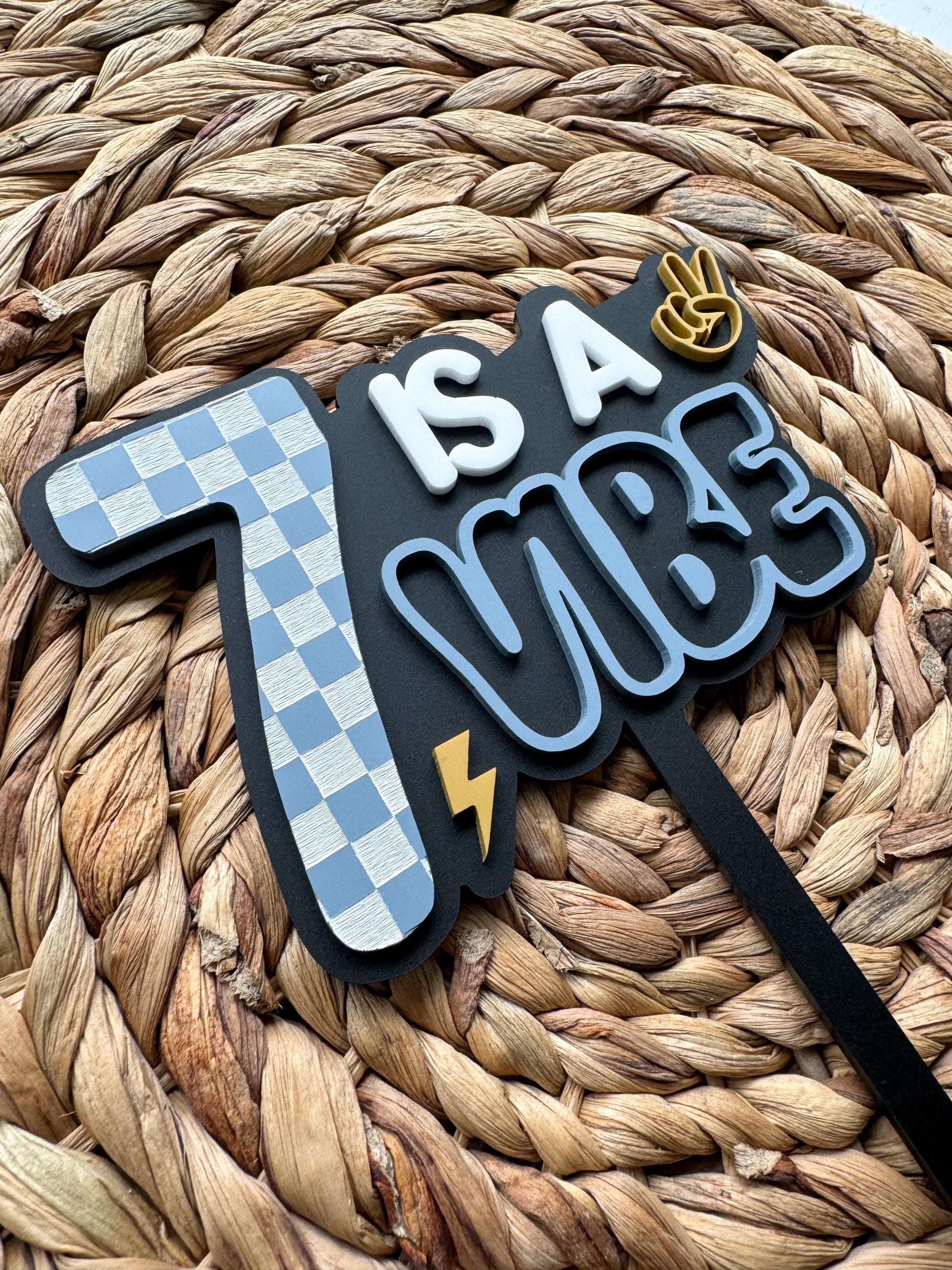 Is A Vibe Birthday Cake Topper Personalized Age Retro Smiley Party Decor