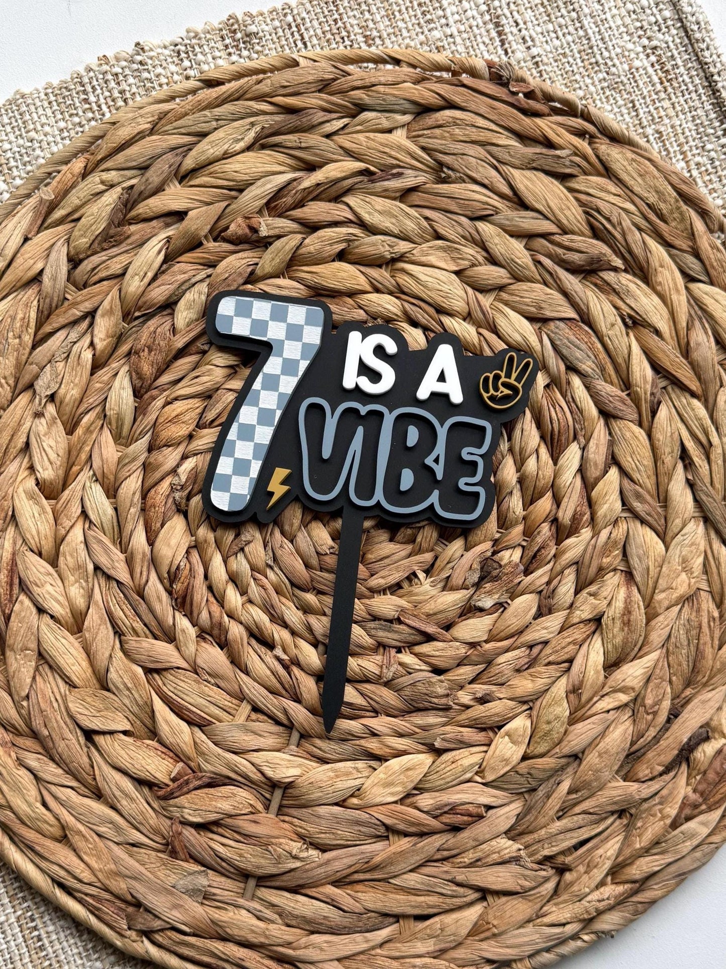 Is A Vibe Birthday Cake Topper Personalized Age Retro Smiley Party Decor