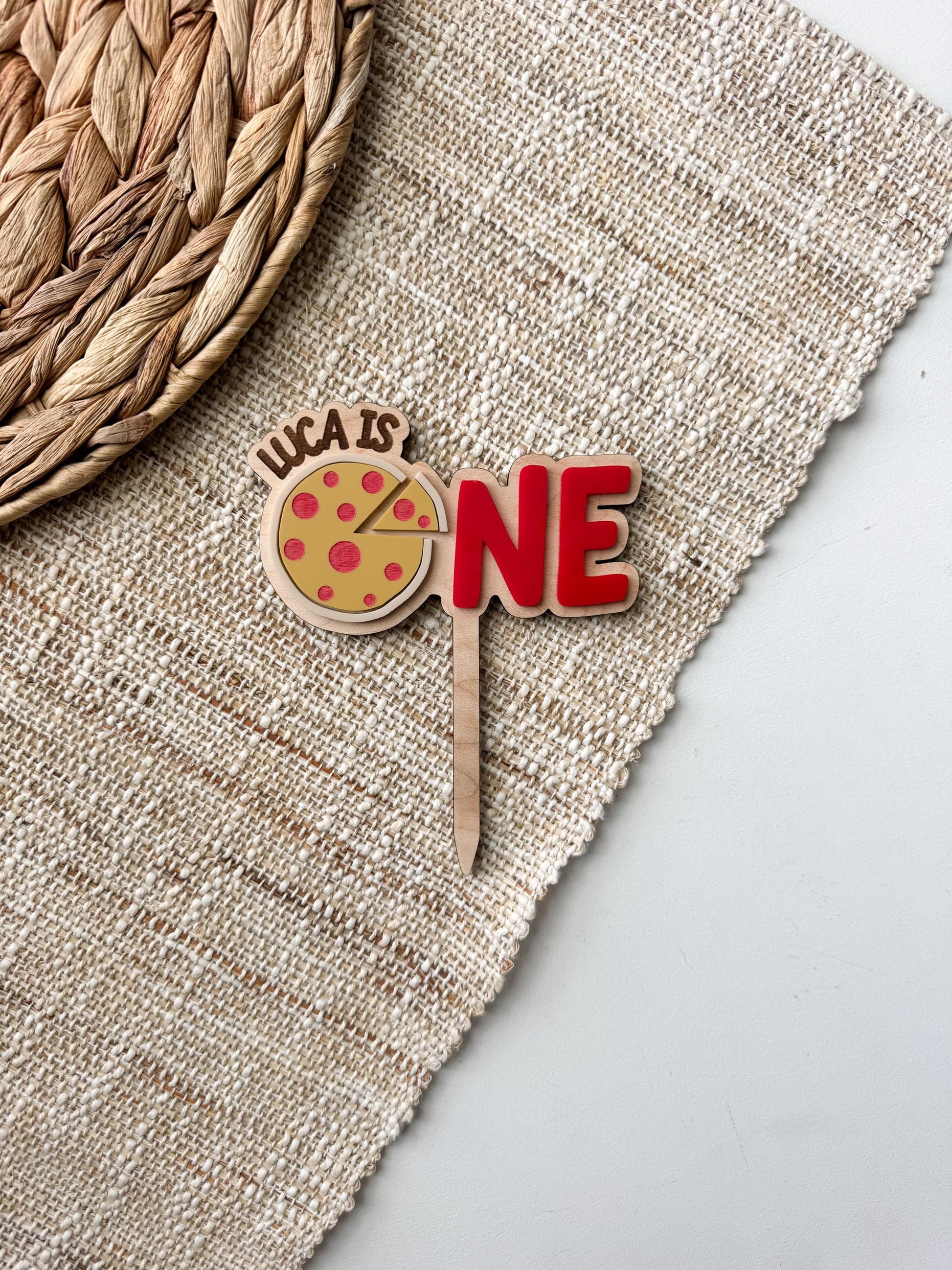 Fourth Birthday Cake Topper, Pizza Party Decor, Personalized Kids Bday Decoration, Custom Name Option