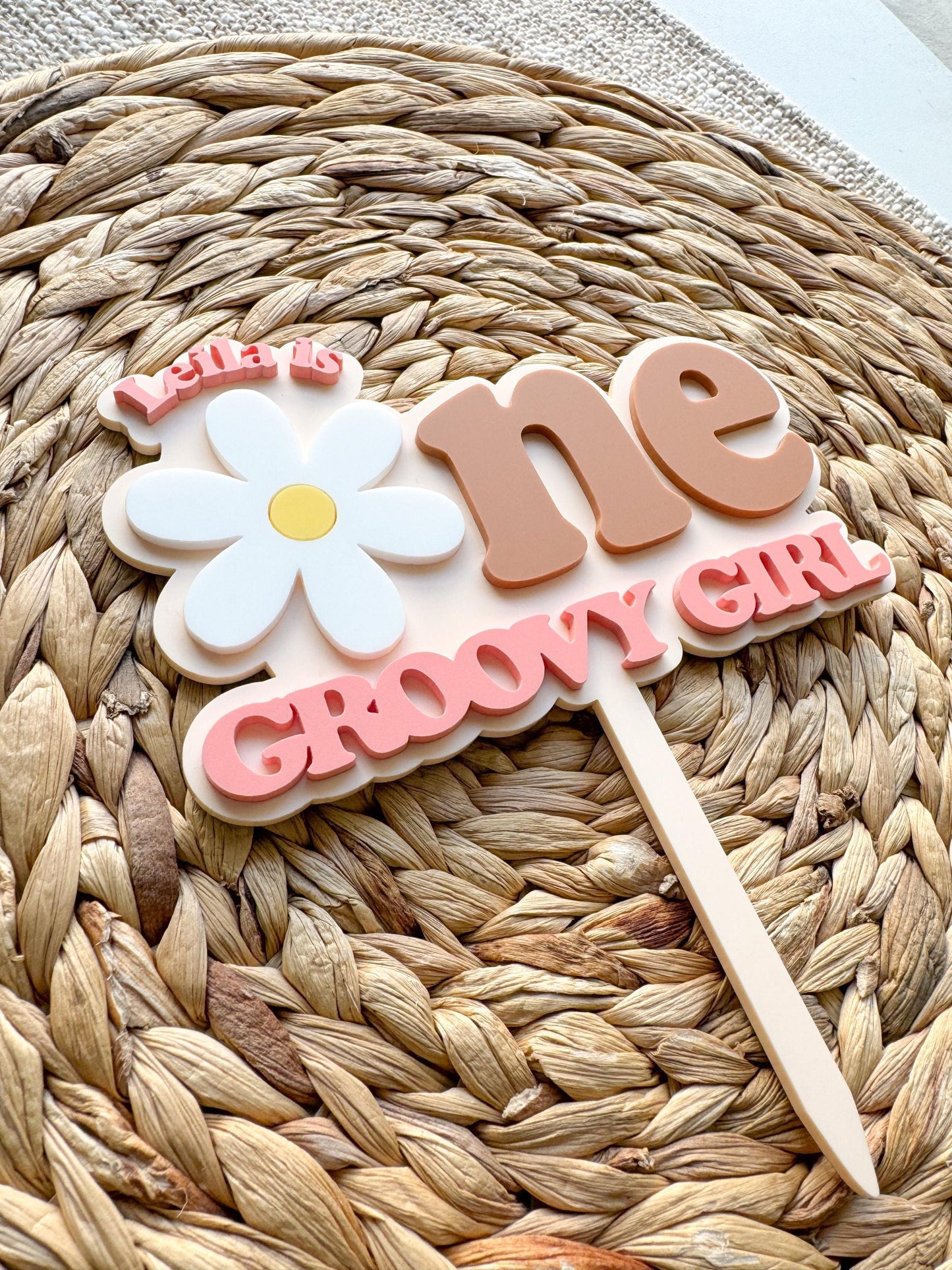 Groovy One Cake Topper | Retro Daisy First Birthday Decor