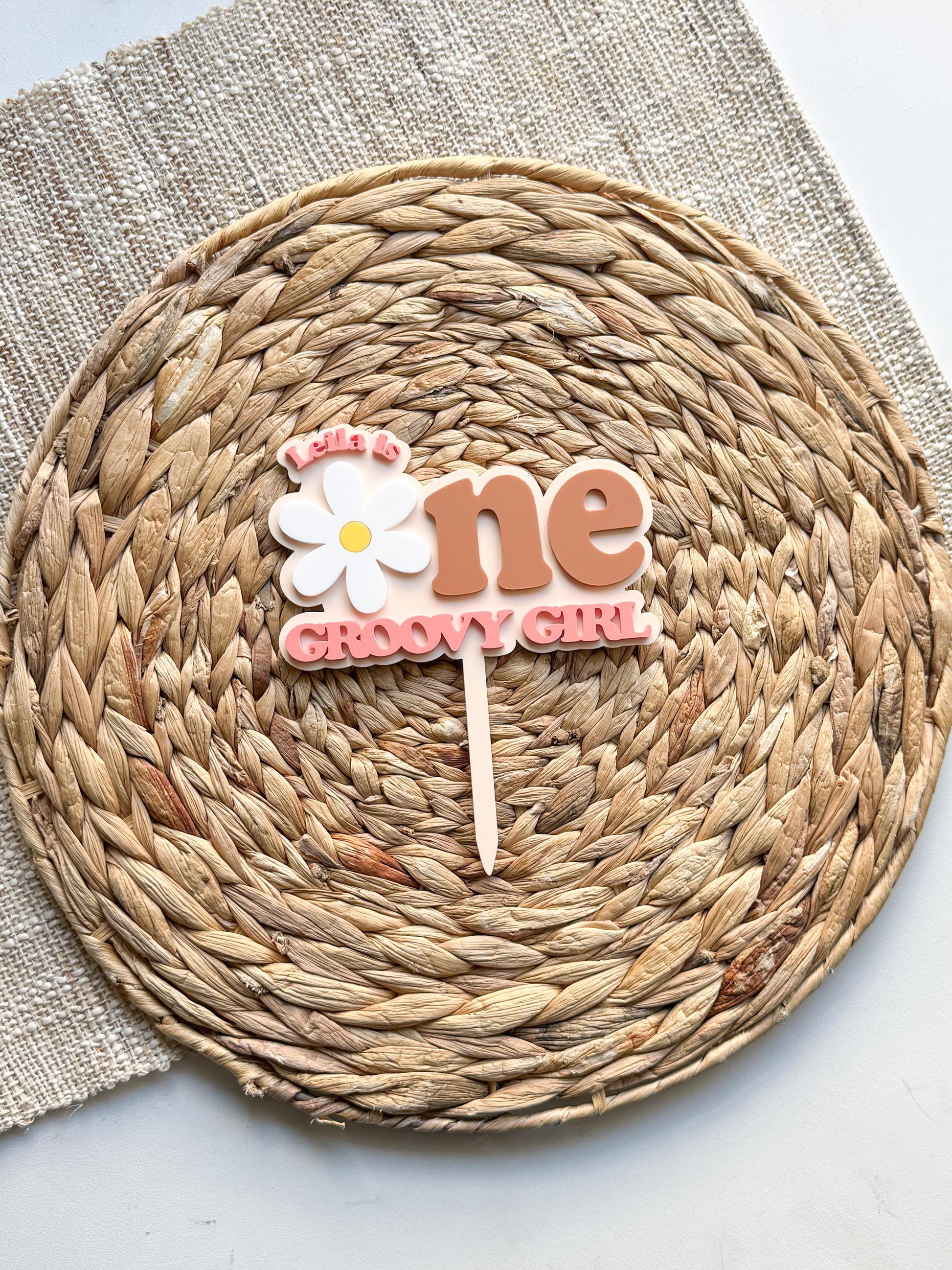 Groovy One Cake Topper | Retro Daisy First Birthday Decor