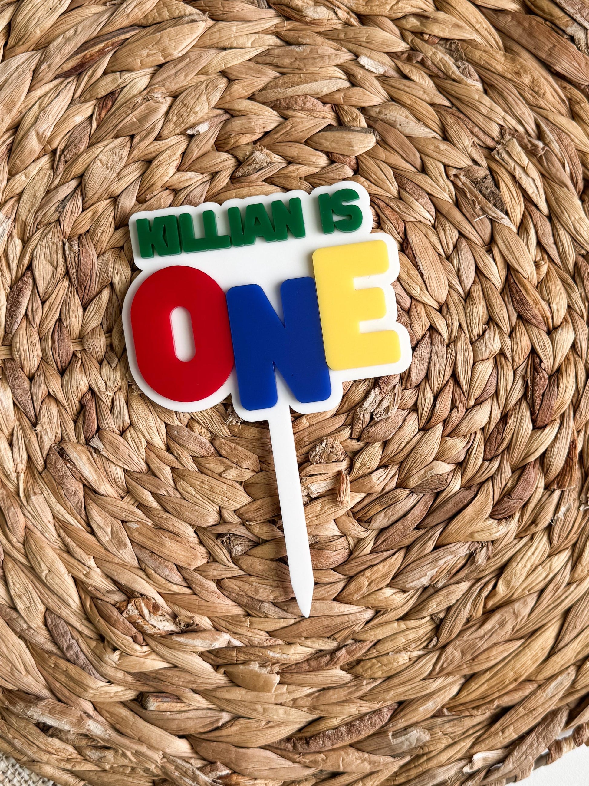 Custom Acrylic First Birthday Cake Topper | Colorful ONE Decoration