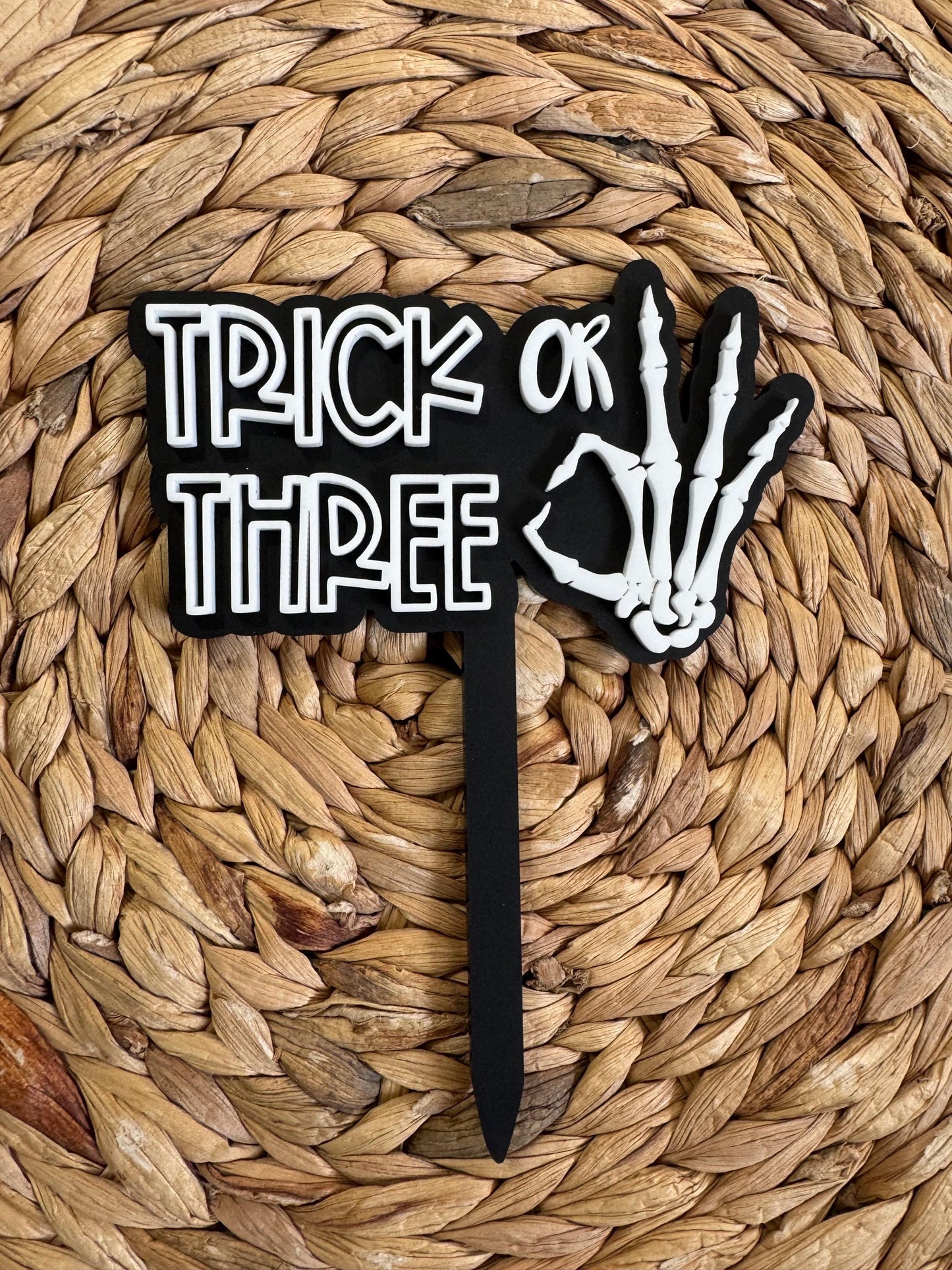 Trick or Three Cake Topper | Spooky Halloween 3rd Birthday Decor