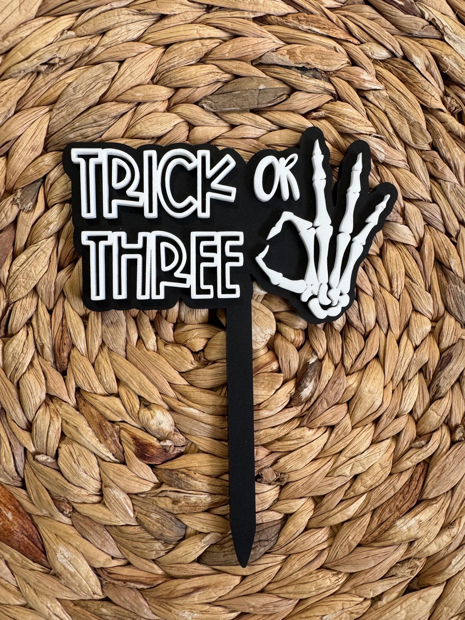 Trick or Three Cake Topper | Spooky Halloween 3rd Birthday Decor