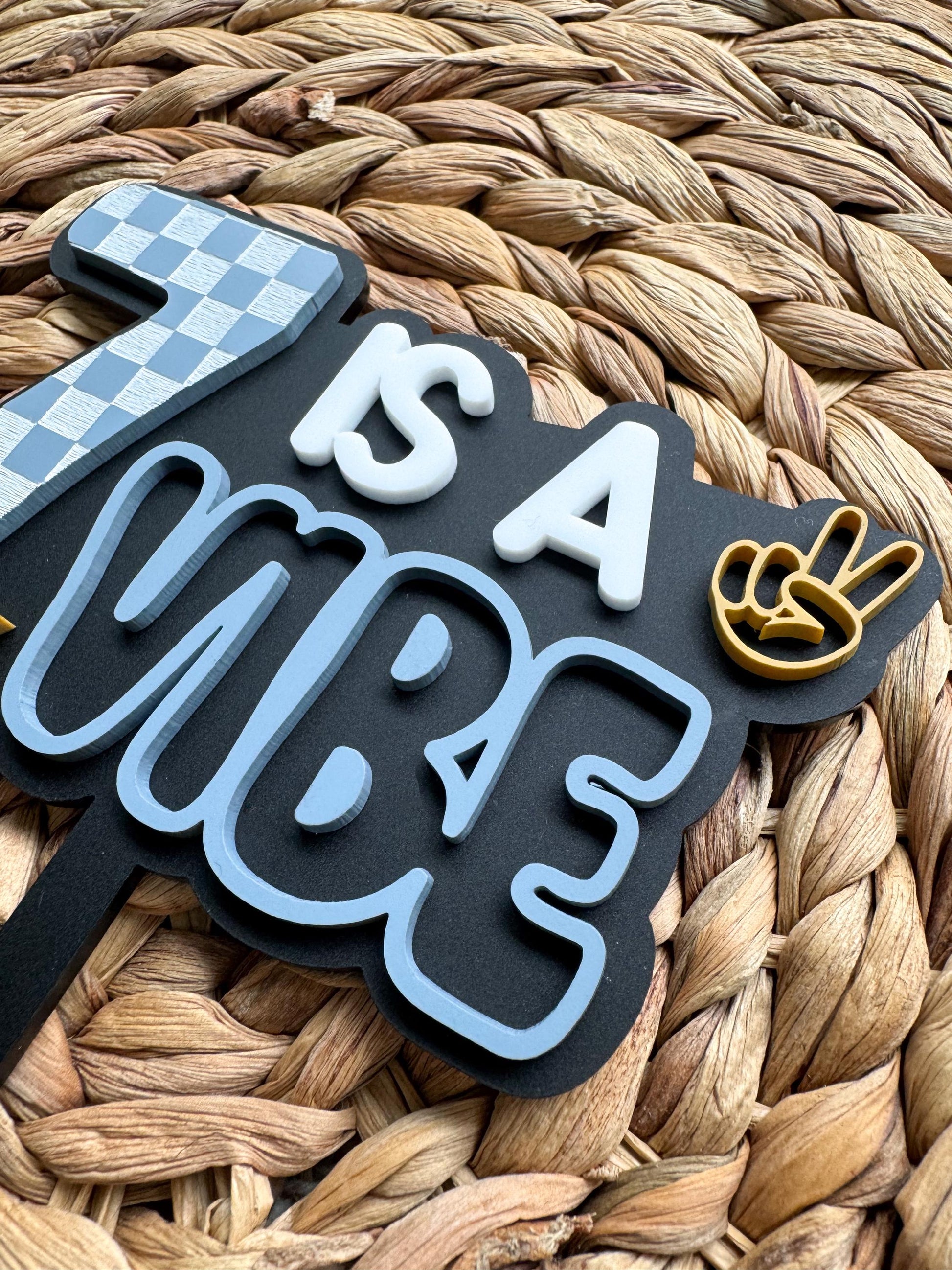 Is A Vibe Birthday Cake Topper Personalized Age Retro Smiley Party Decor