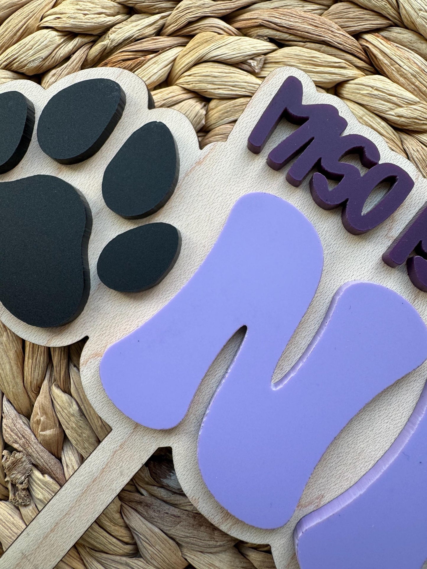 Personalized Paw Print 1st Birthday Cake Topper – Acrylic or Maple Wood