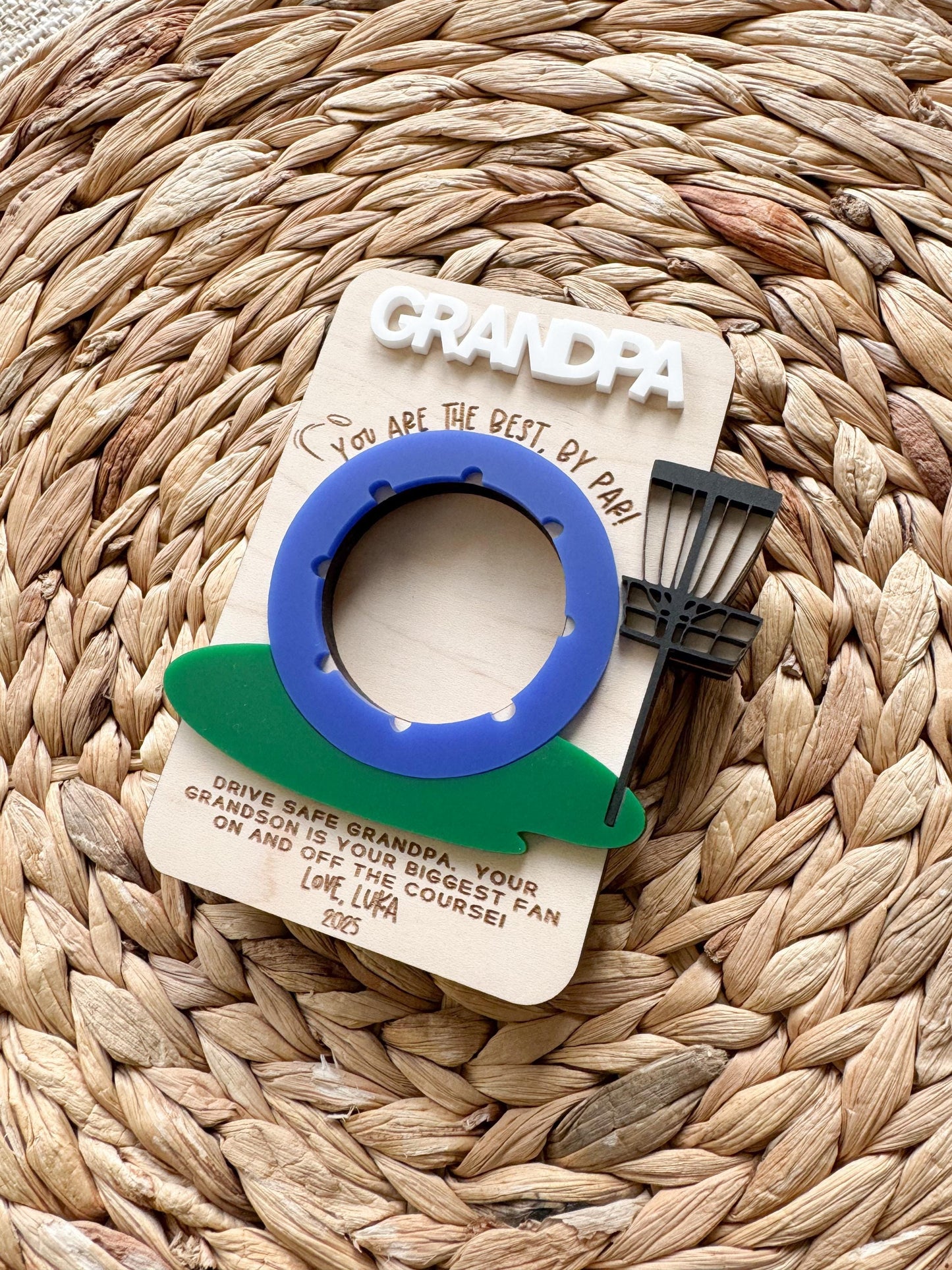 Personalized Disc Golf Photo Frame | Maple Wood Magnet or Clip