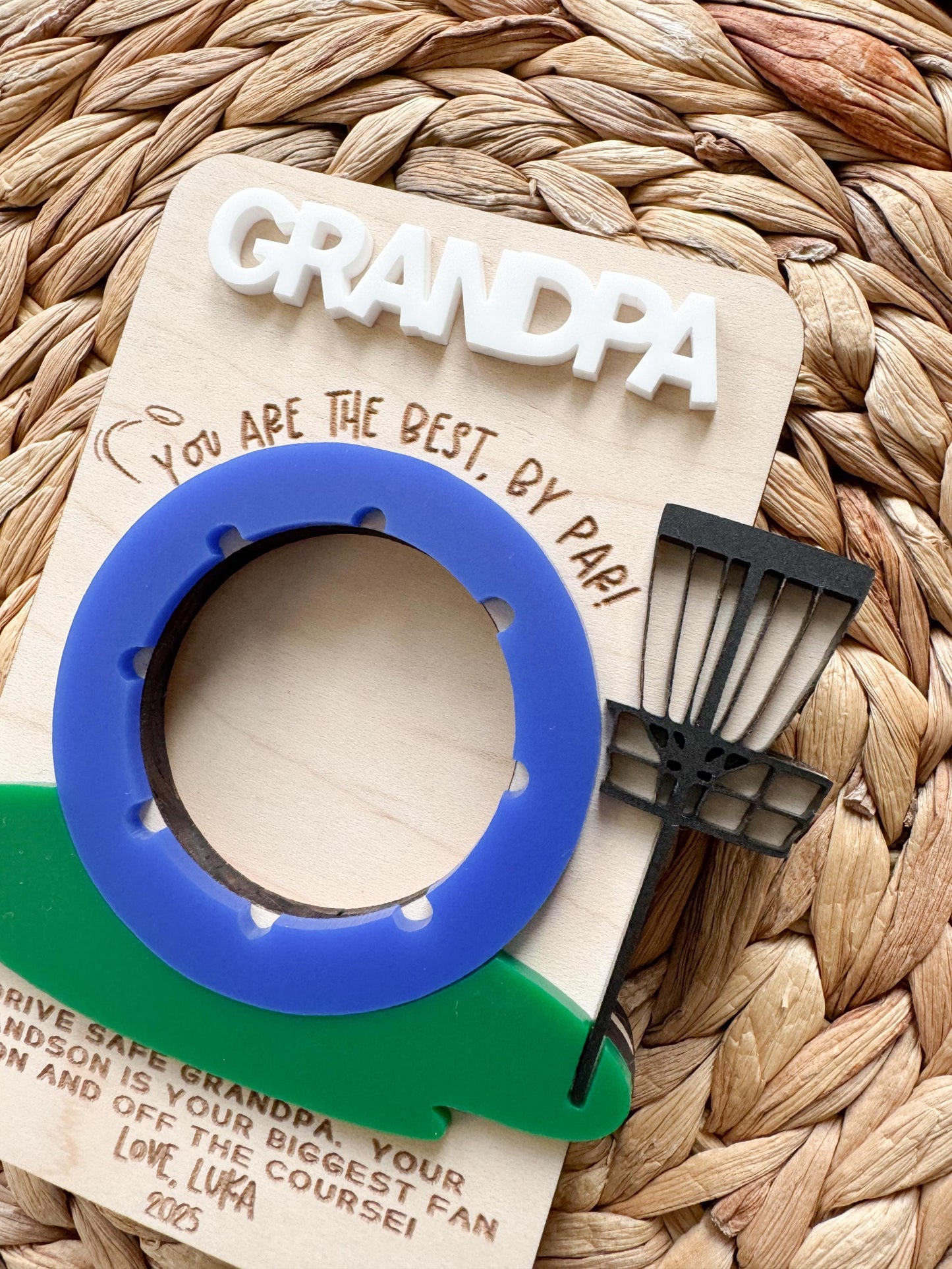 Personalized Disc Golf Photo Frame | Maple Wood Magnet or Clip