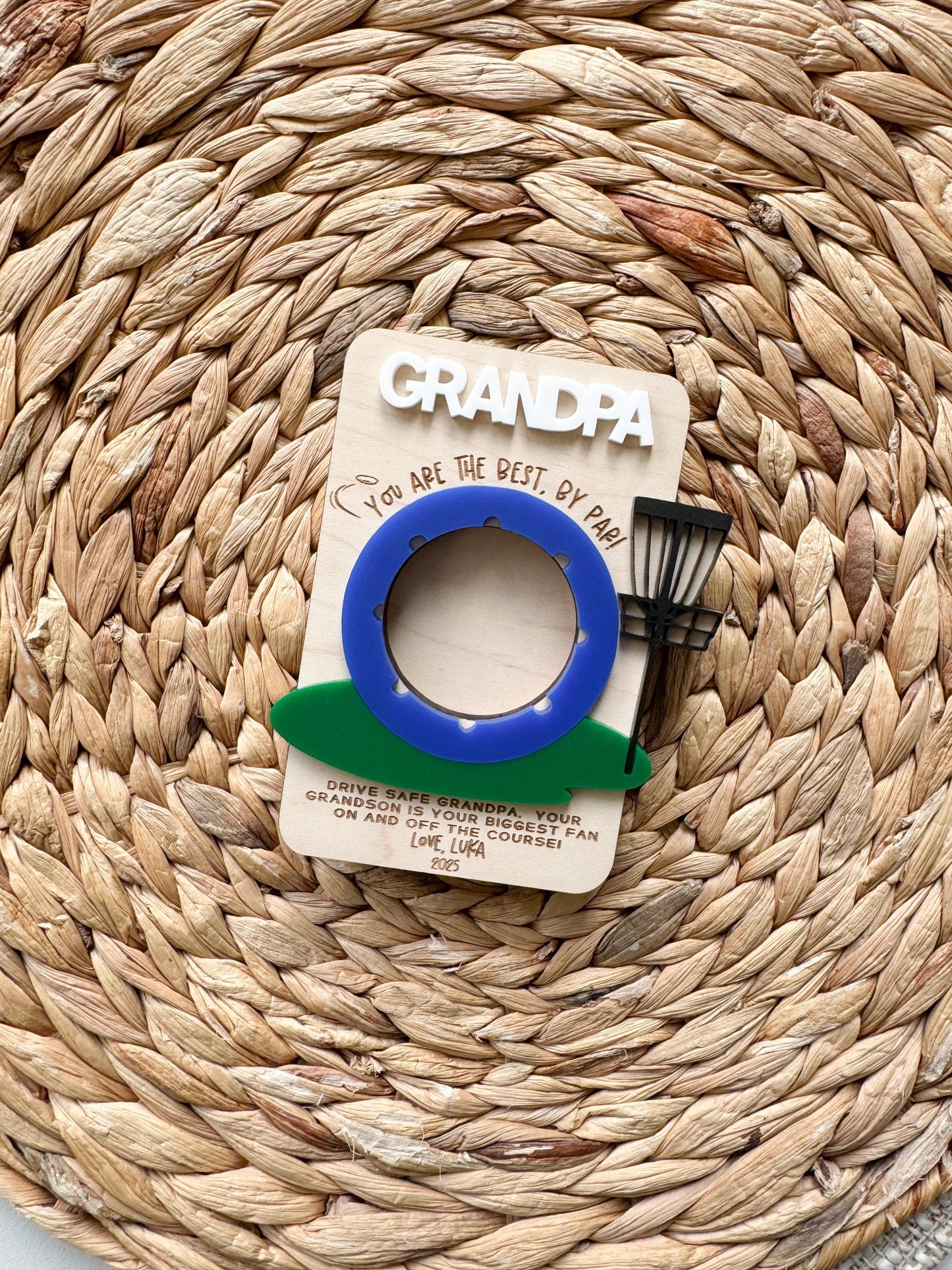 Personalized Disc Golf Photo Frame | Maple Wood Magnet or Clip