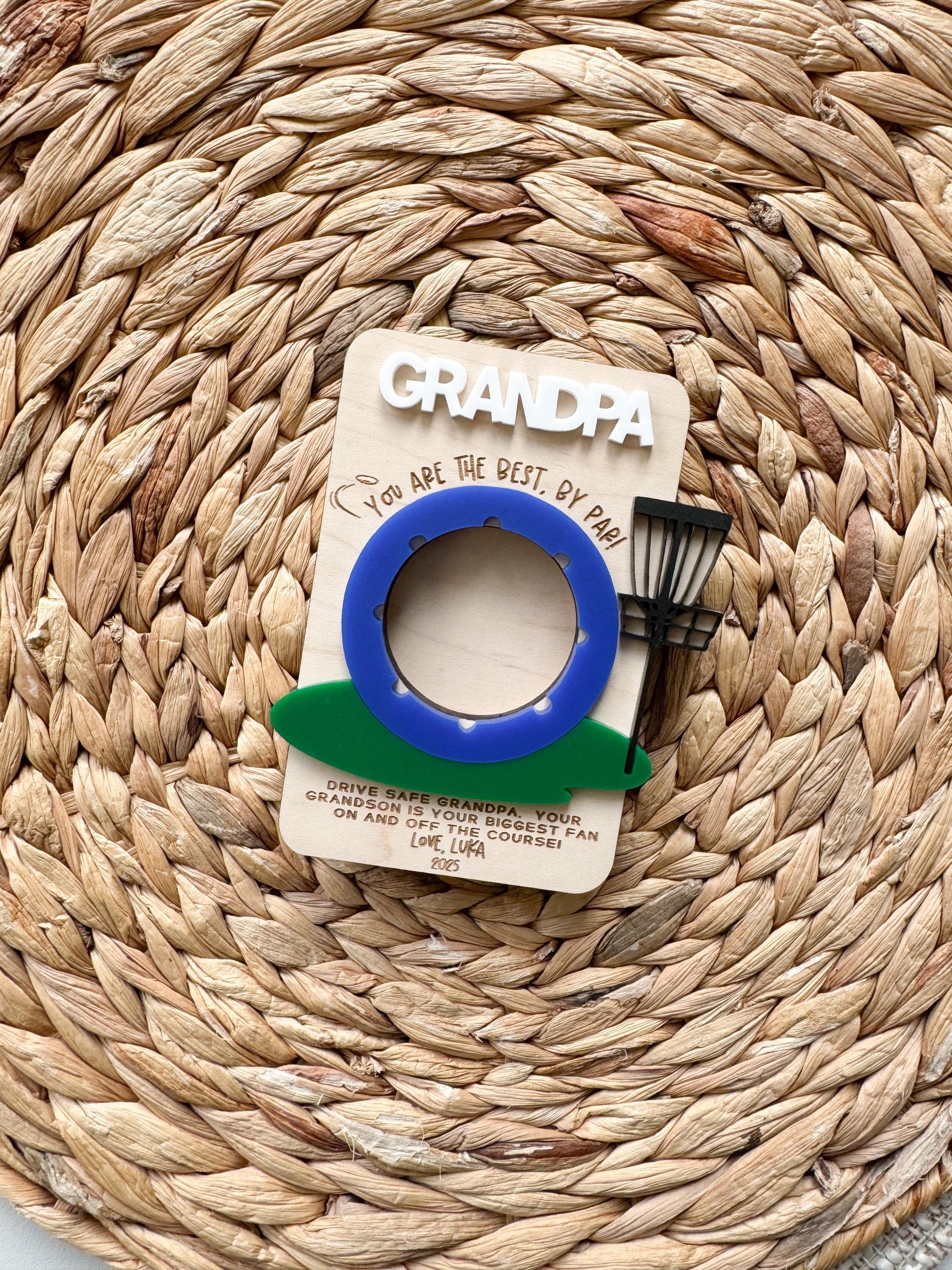 Personalized Disc Golf Photo Frame | Maple Wood Magnet or Clip