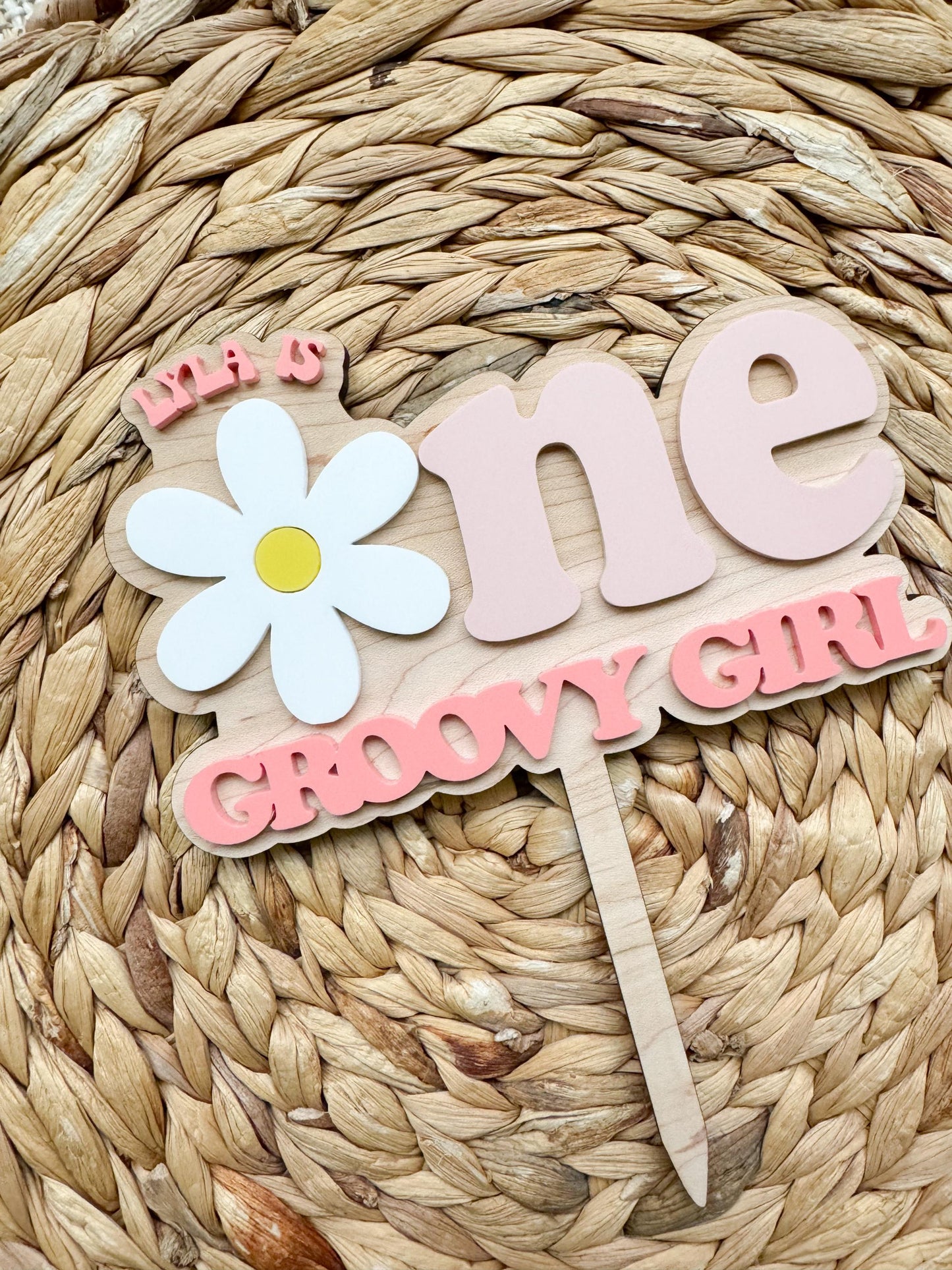 Groovy One Cake Topper | Retro Daisy First Birthday Decor